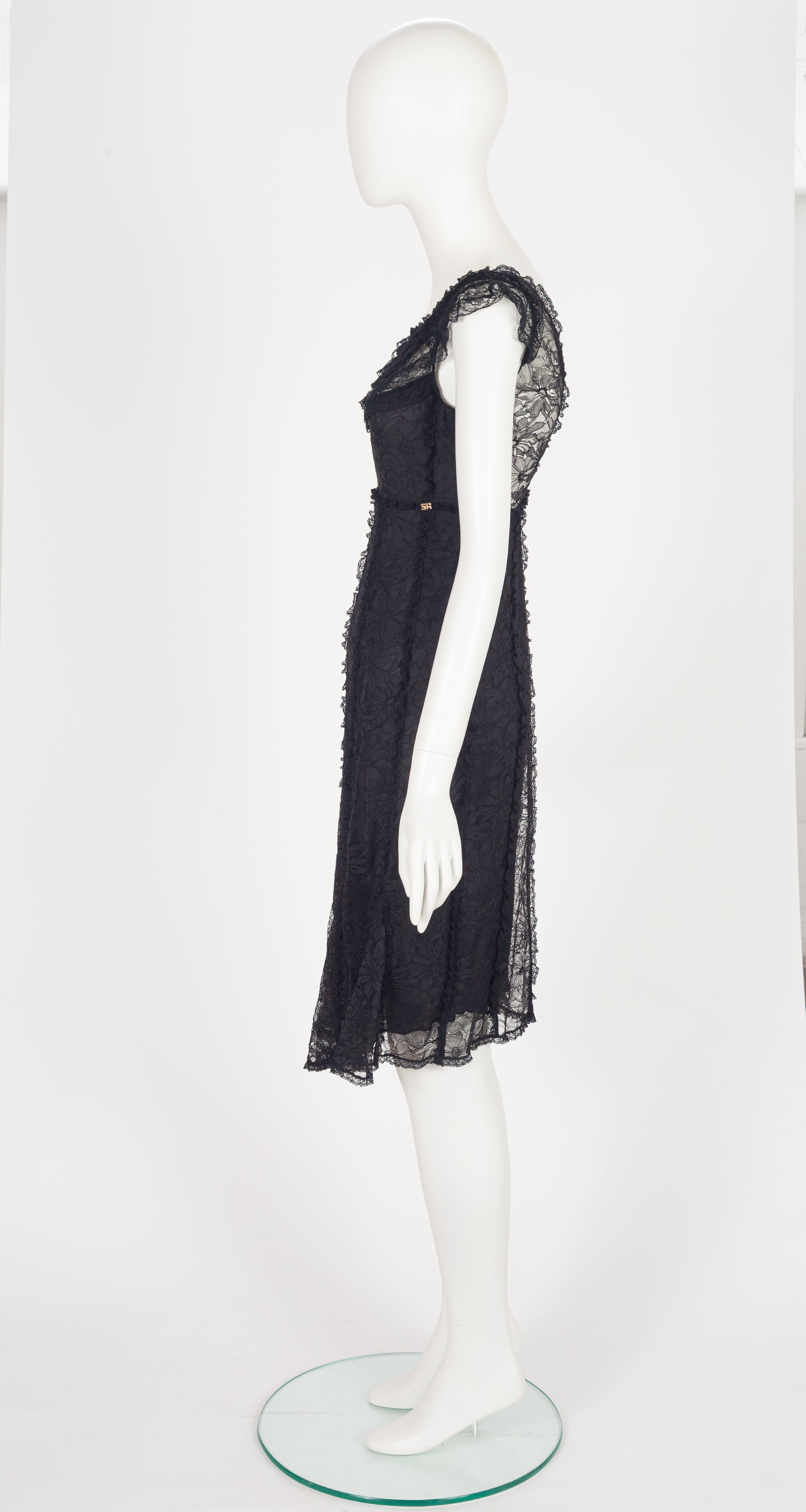 2006-07 F/W Black Chantilly Lace Ruffle Trim Dress