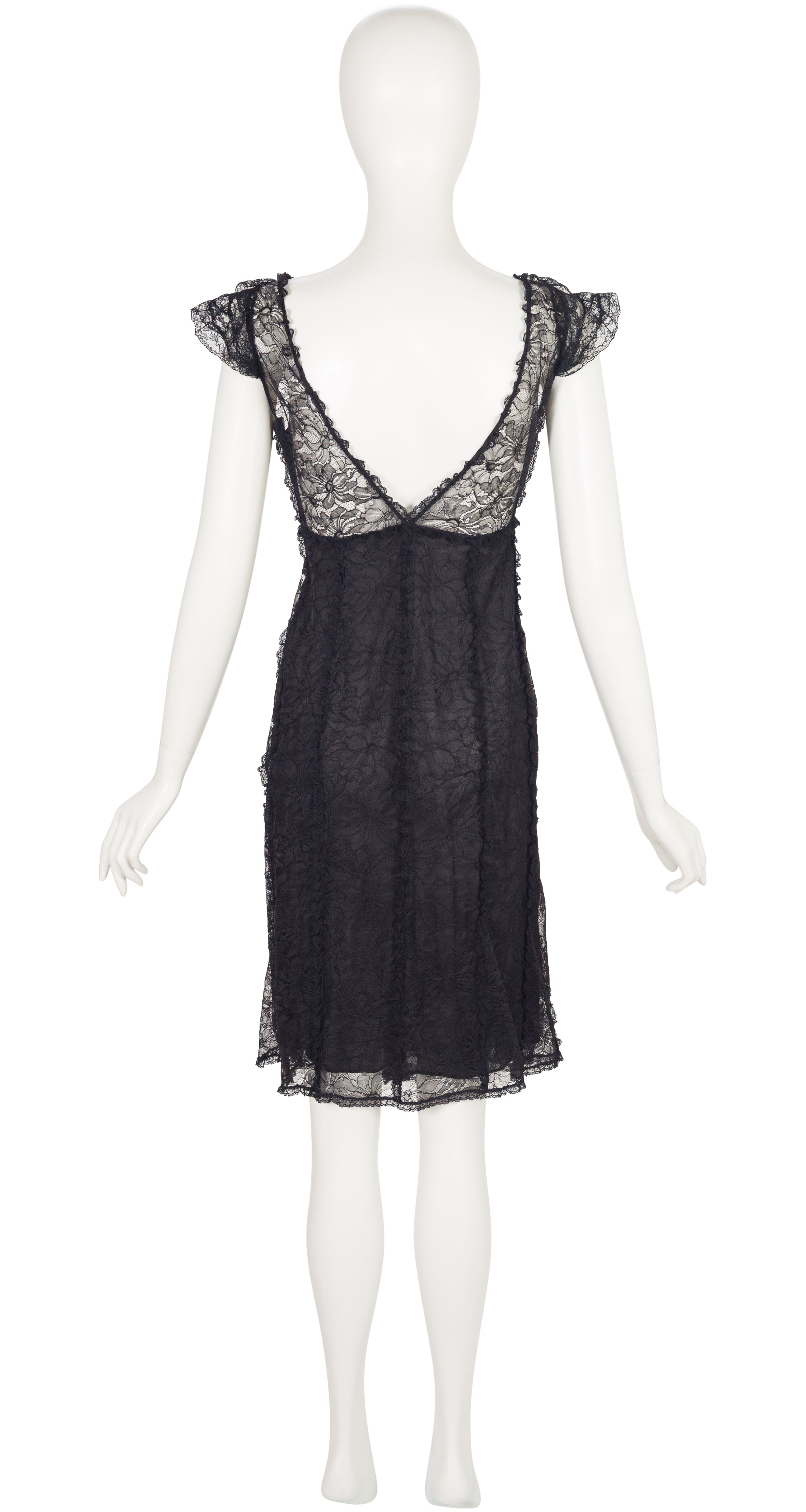 2006-07 F/W Black Chantilly Lace Ruffle Trim Dress
