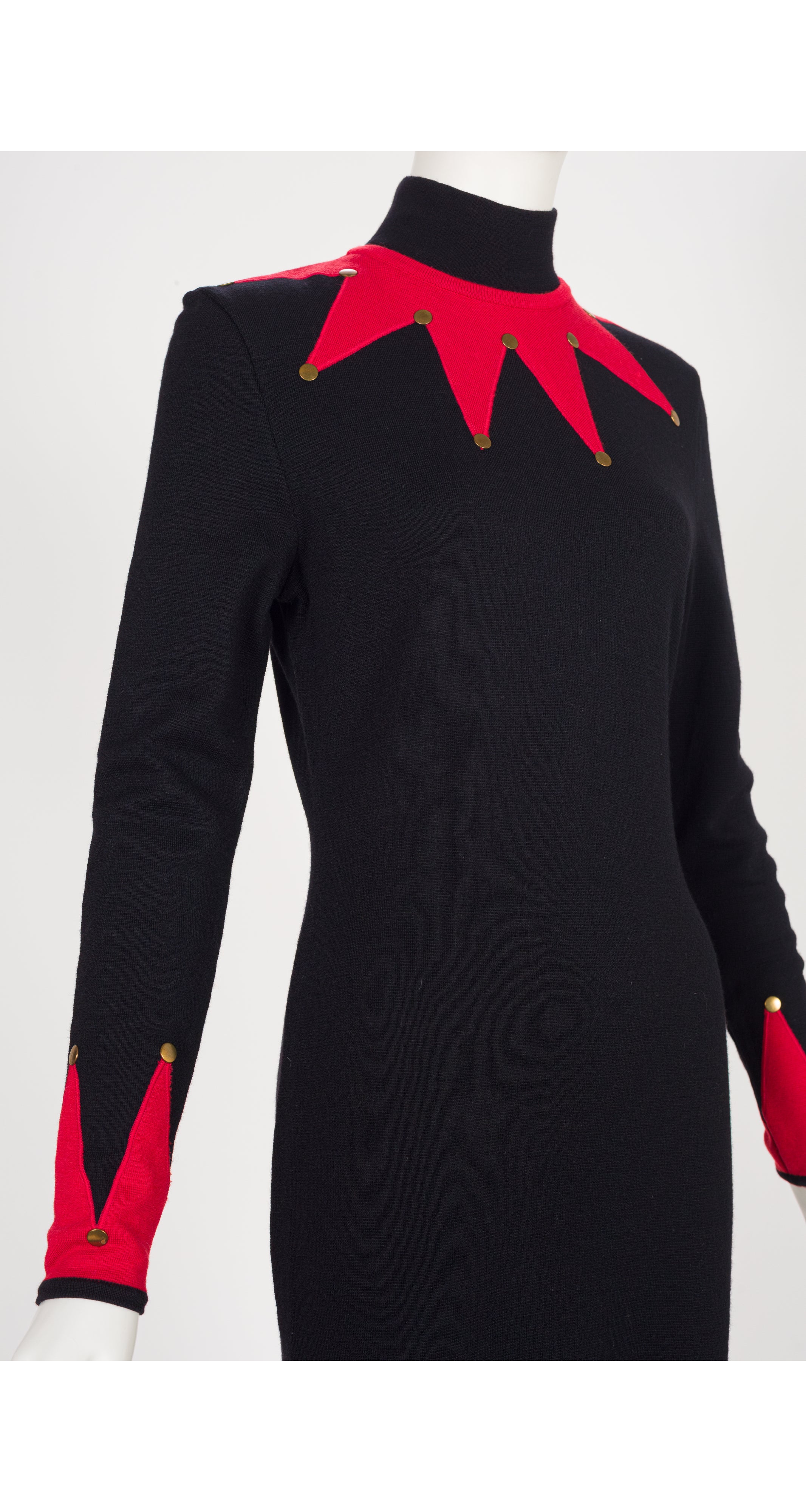 1991-92 F/W Black & Red Wool Knit Jester Dress