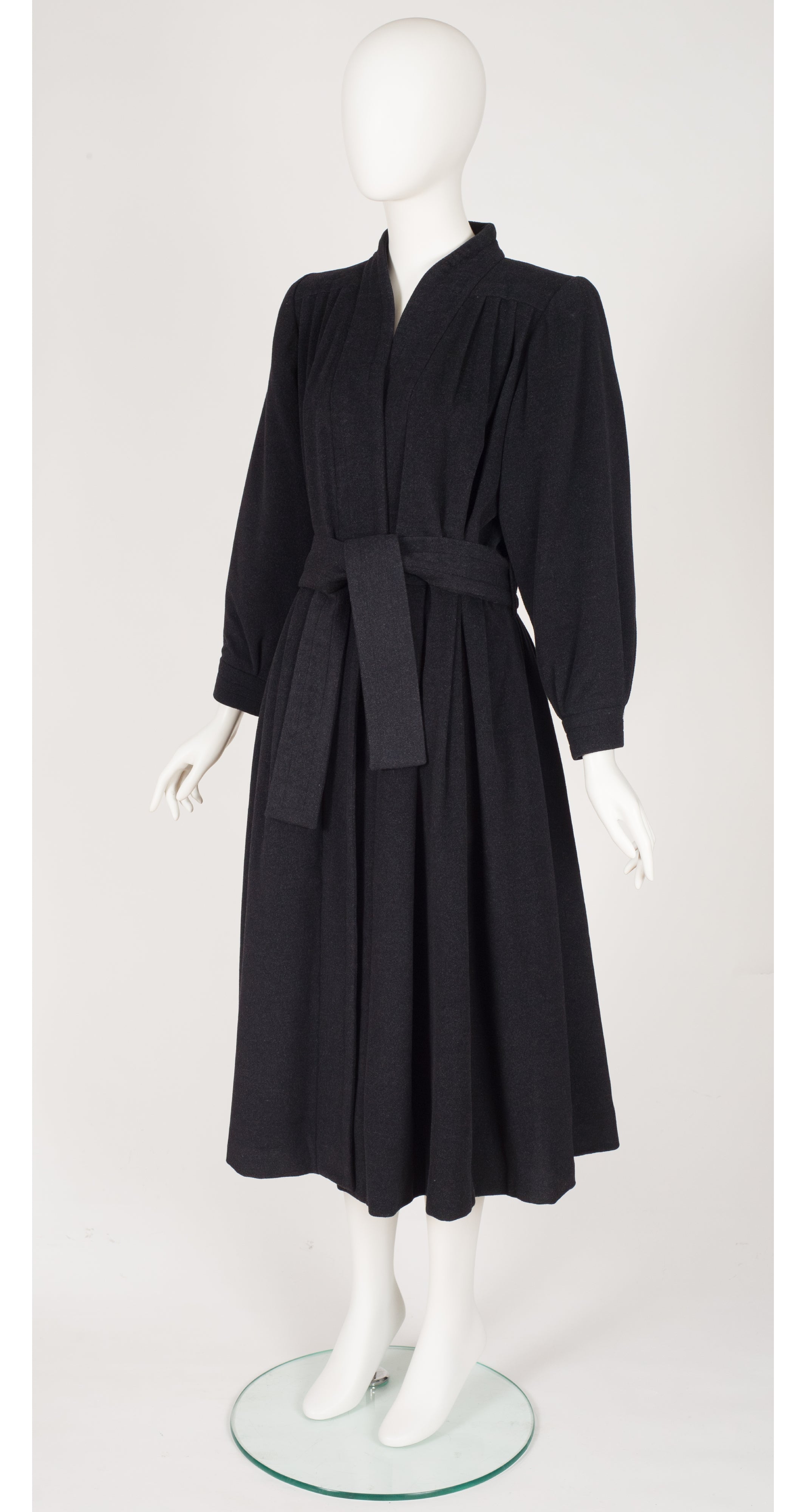 1995-96 F/W Runway Charcoal Grey Wool Pleated Coat