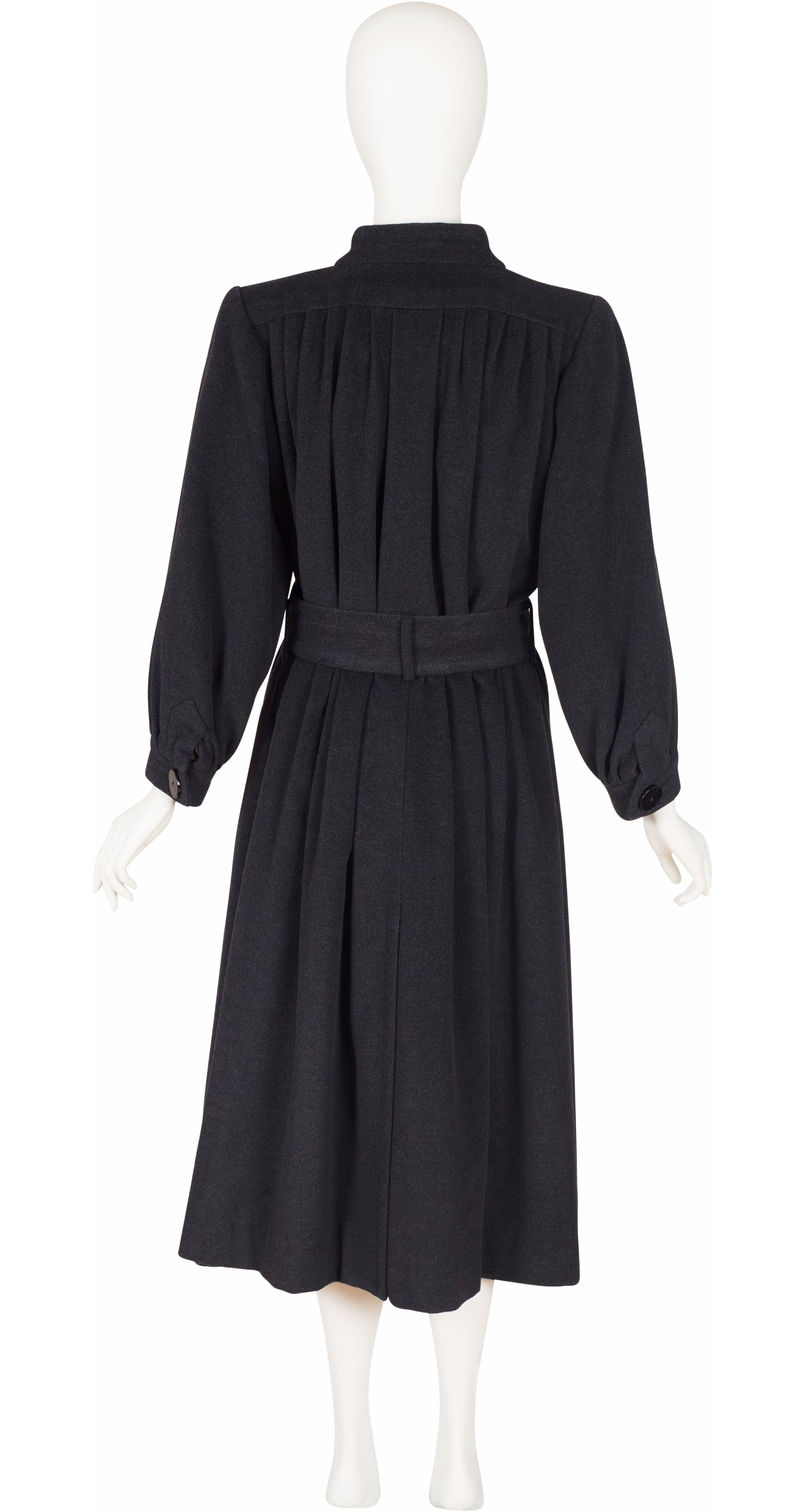 1995-96 F/W Runway Charcoal Grey Wool Pleated Coat