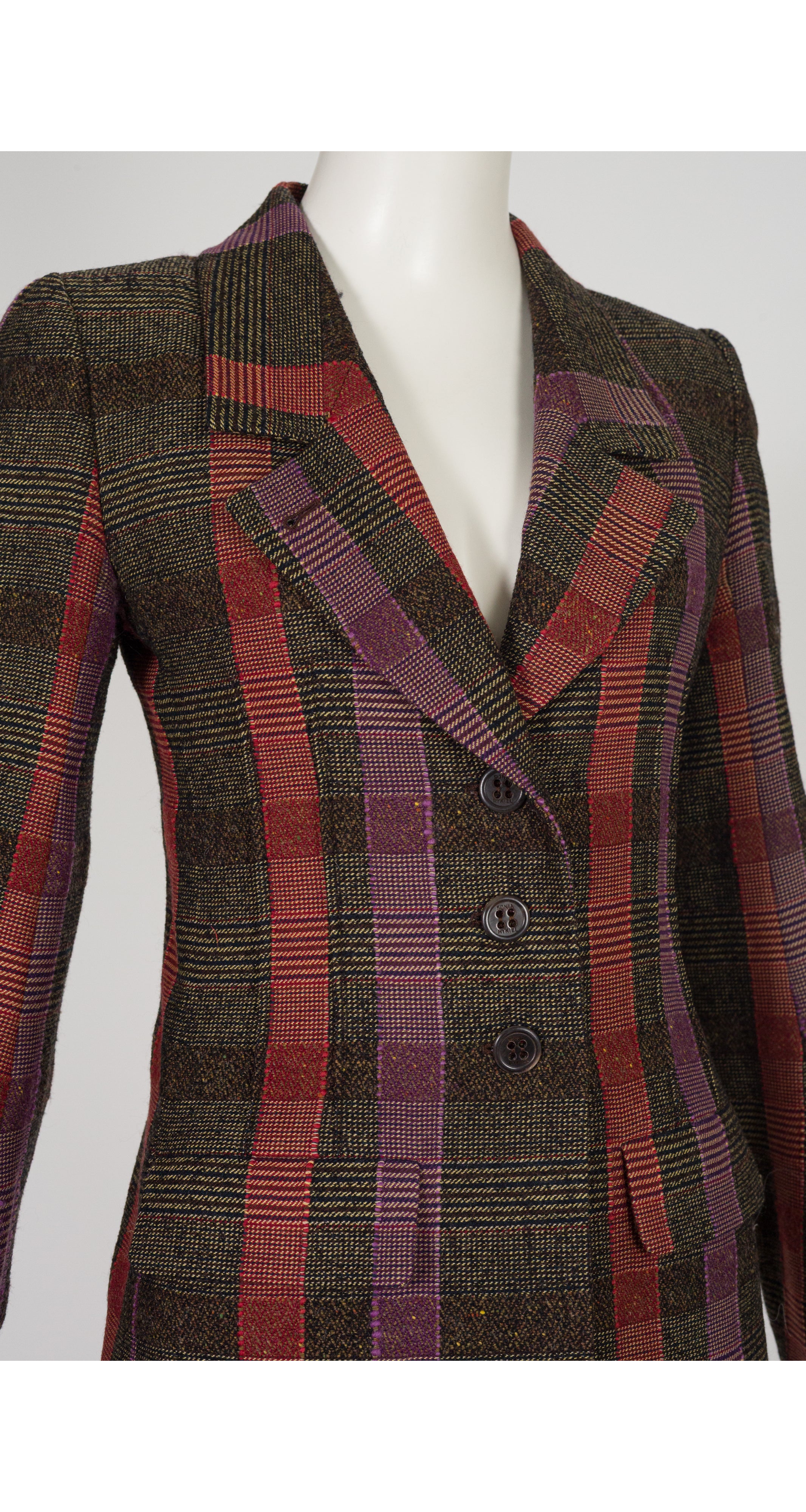 2000s Plaid Tweed Wool Tailored Skirt Suit