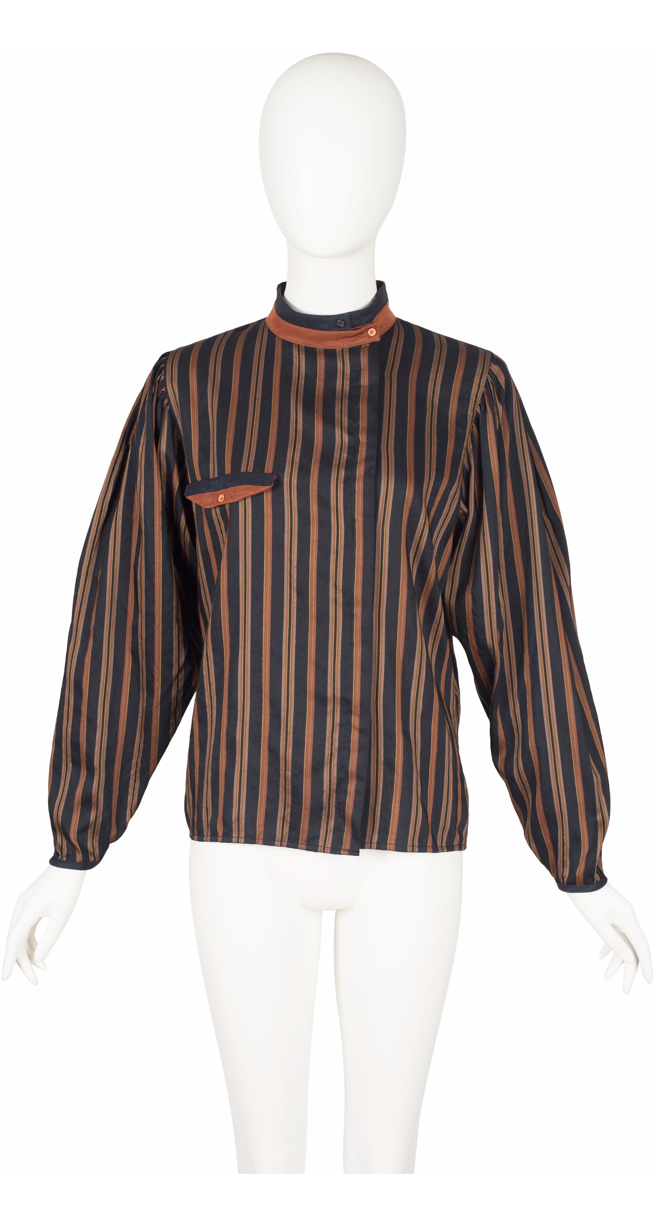 1982-83 F/W Striped Wool and Silk Dolman Sleeve Blouse