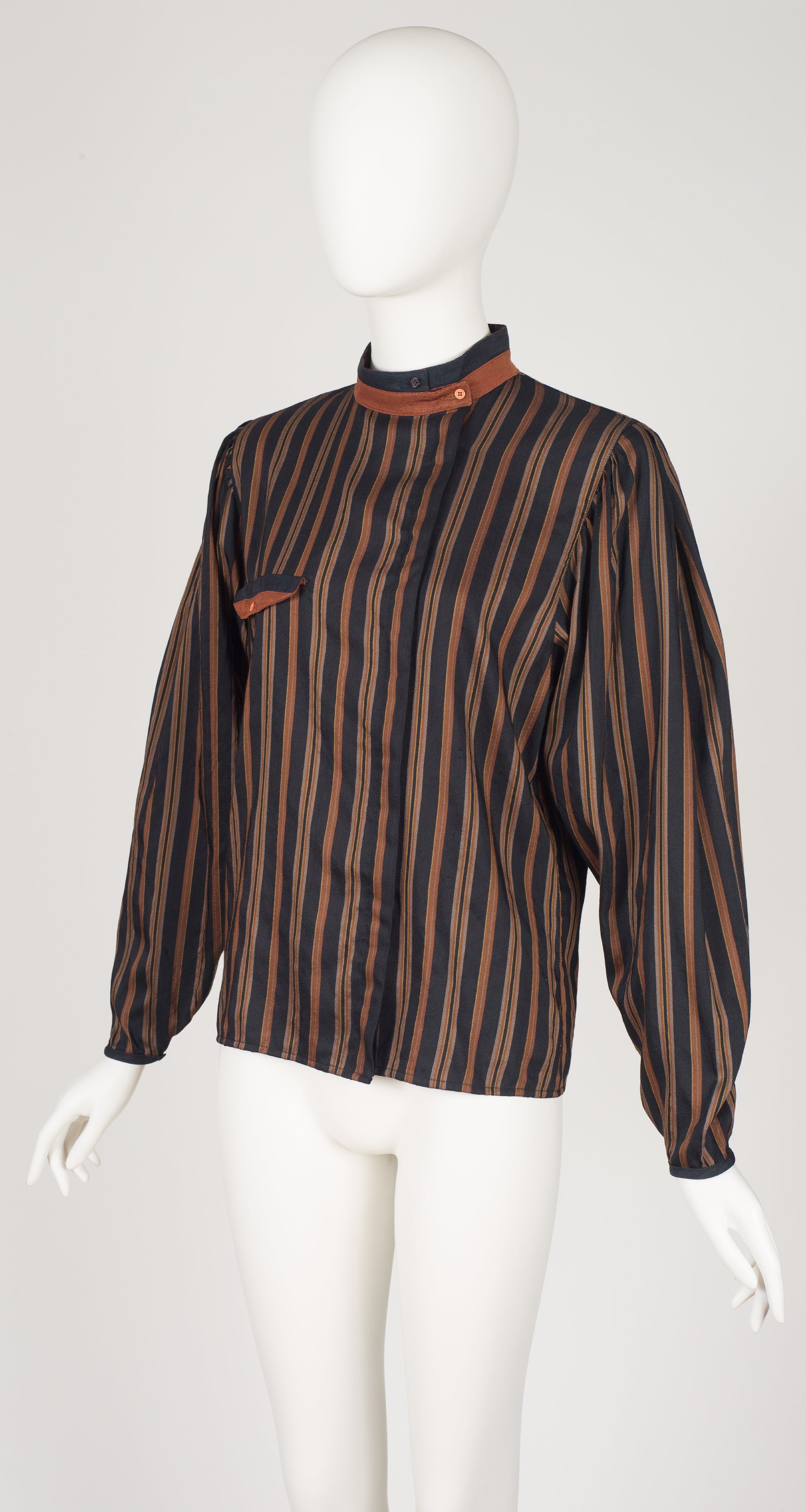 1982-83 F/W Striped Wool and Silk Dolman Sleeve Blouse