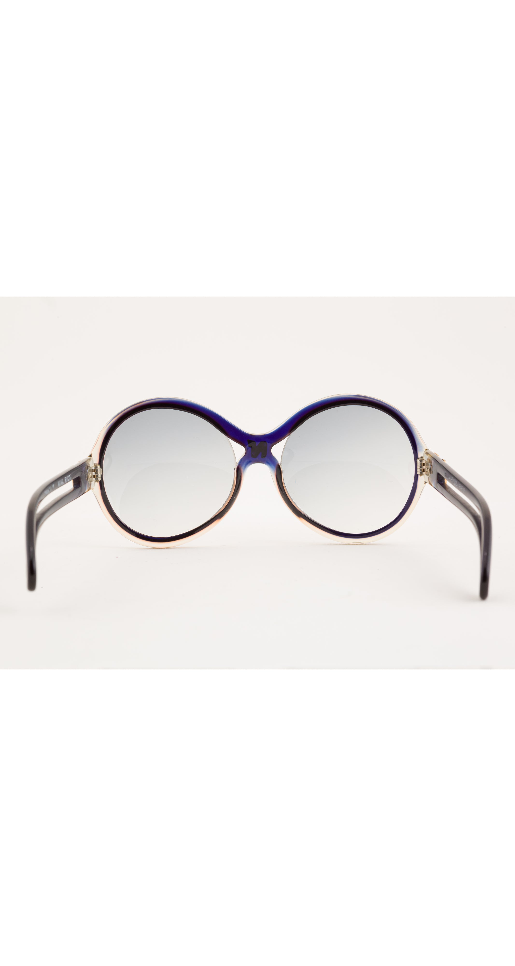 1970s "N" Blue Gradient Cut-Out Arm Sunglasses