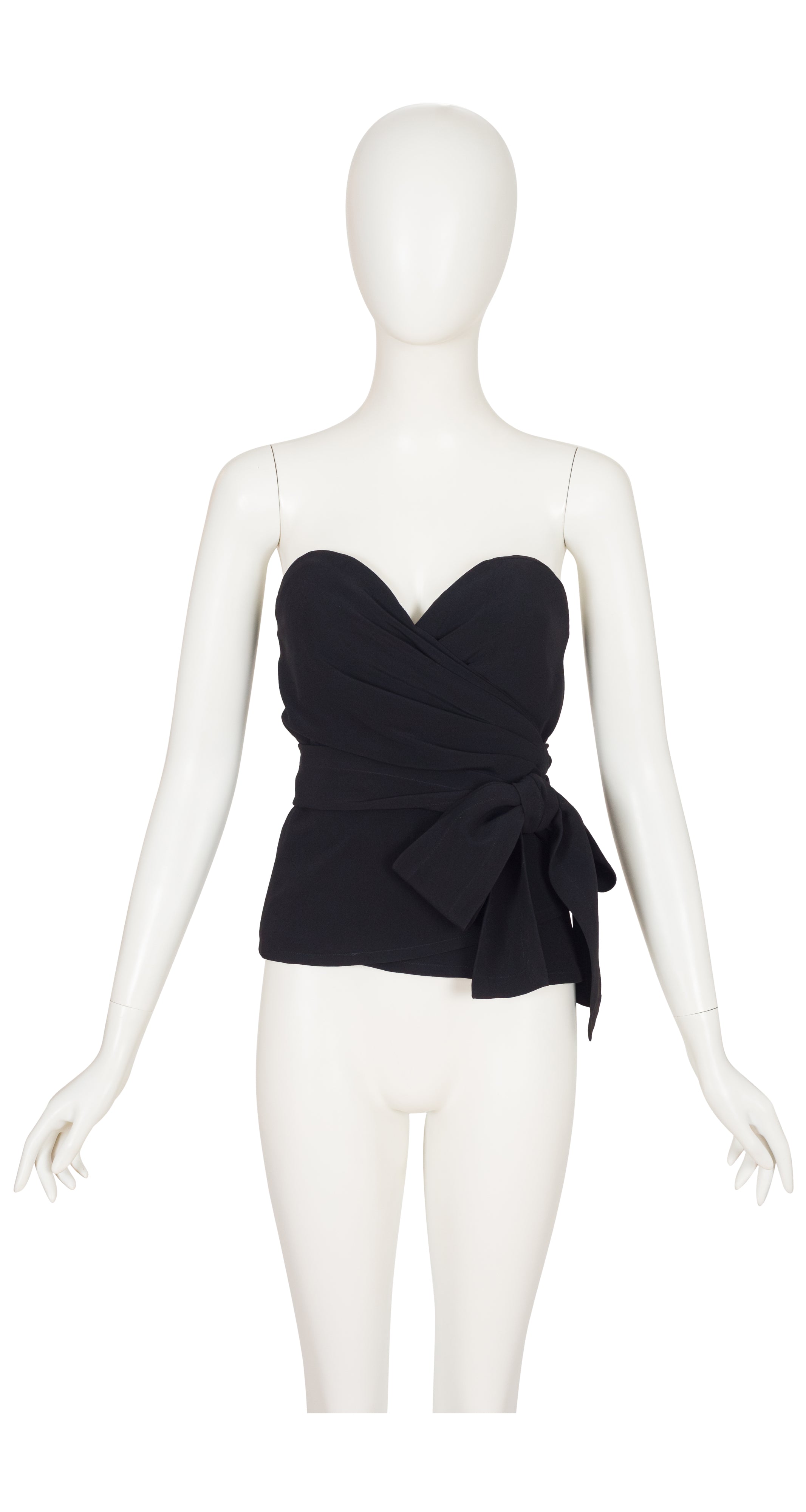 1990 F/W Black Viscose Crepe Bow Bustier Top