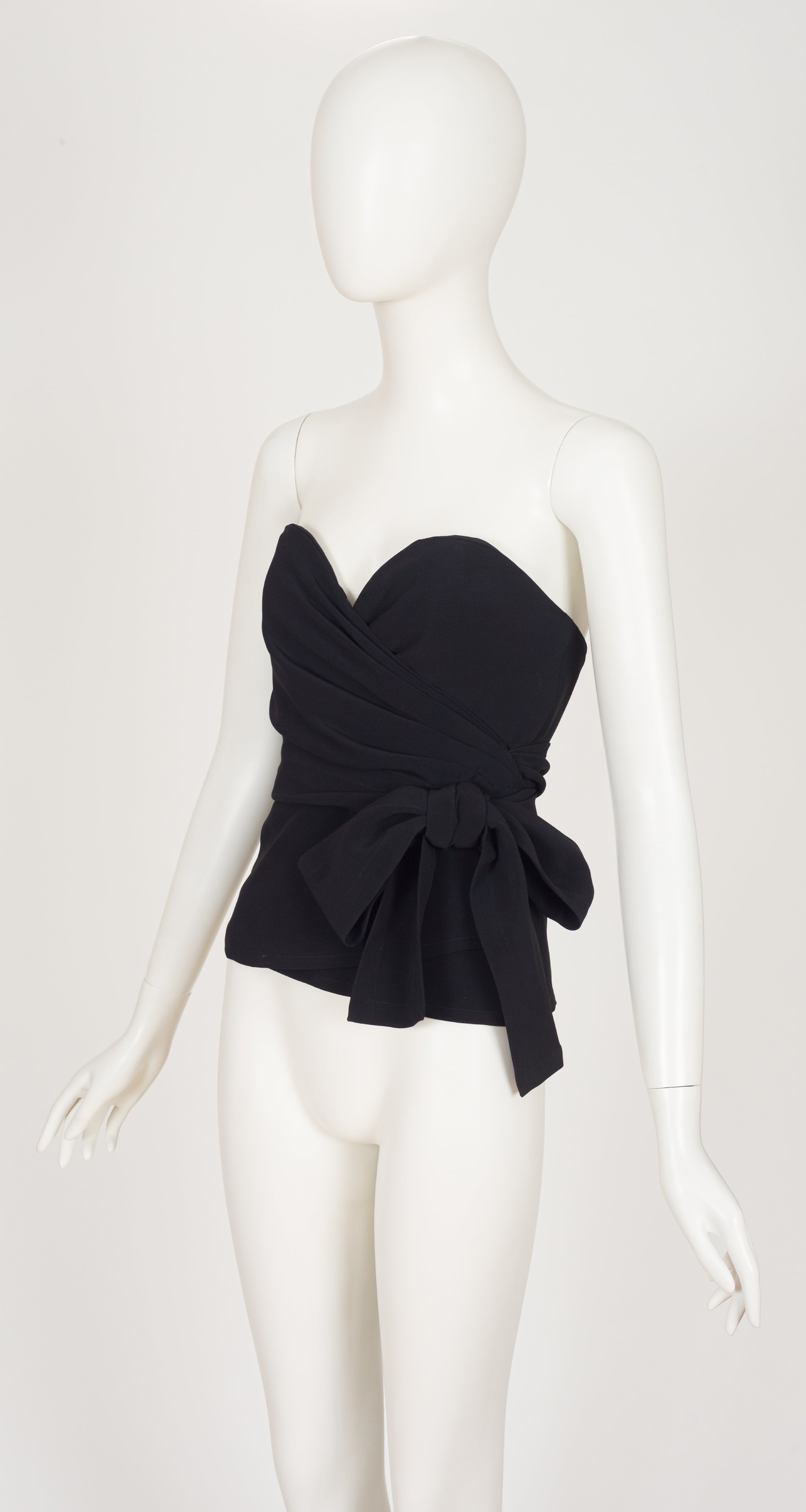 1990 F/W Black Viscose Crepe Bow Bustier Top