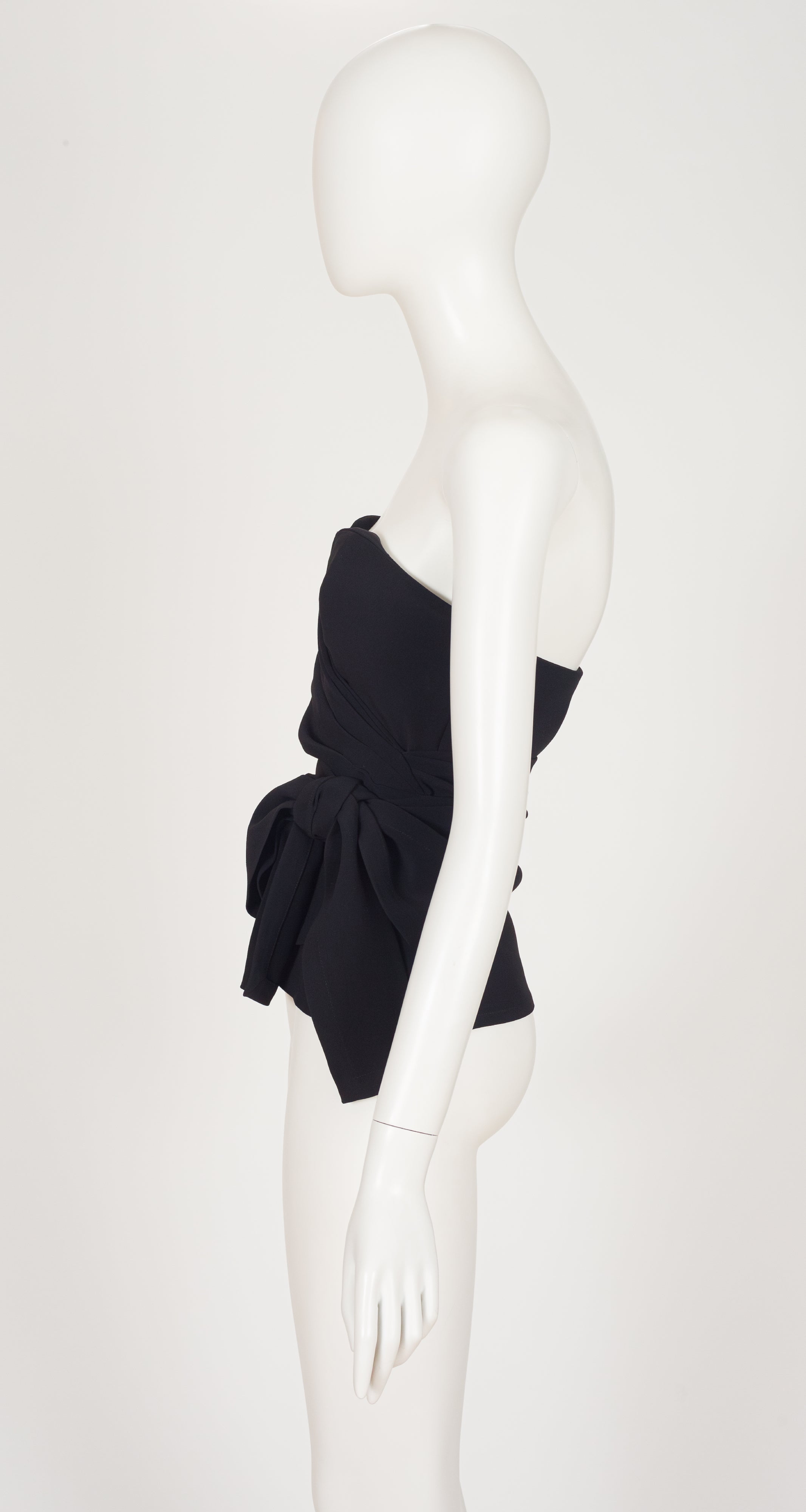 1990 F/W Black Viscose Crepe Bow Bustier Top