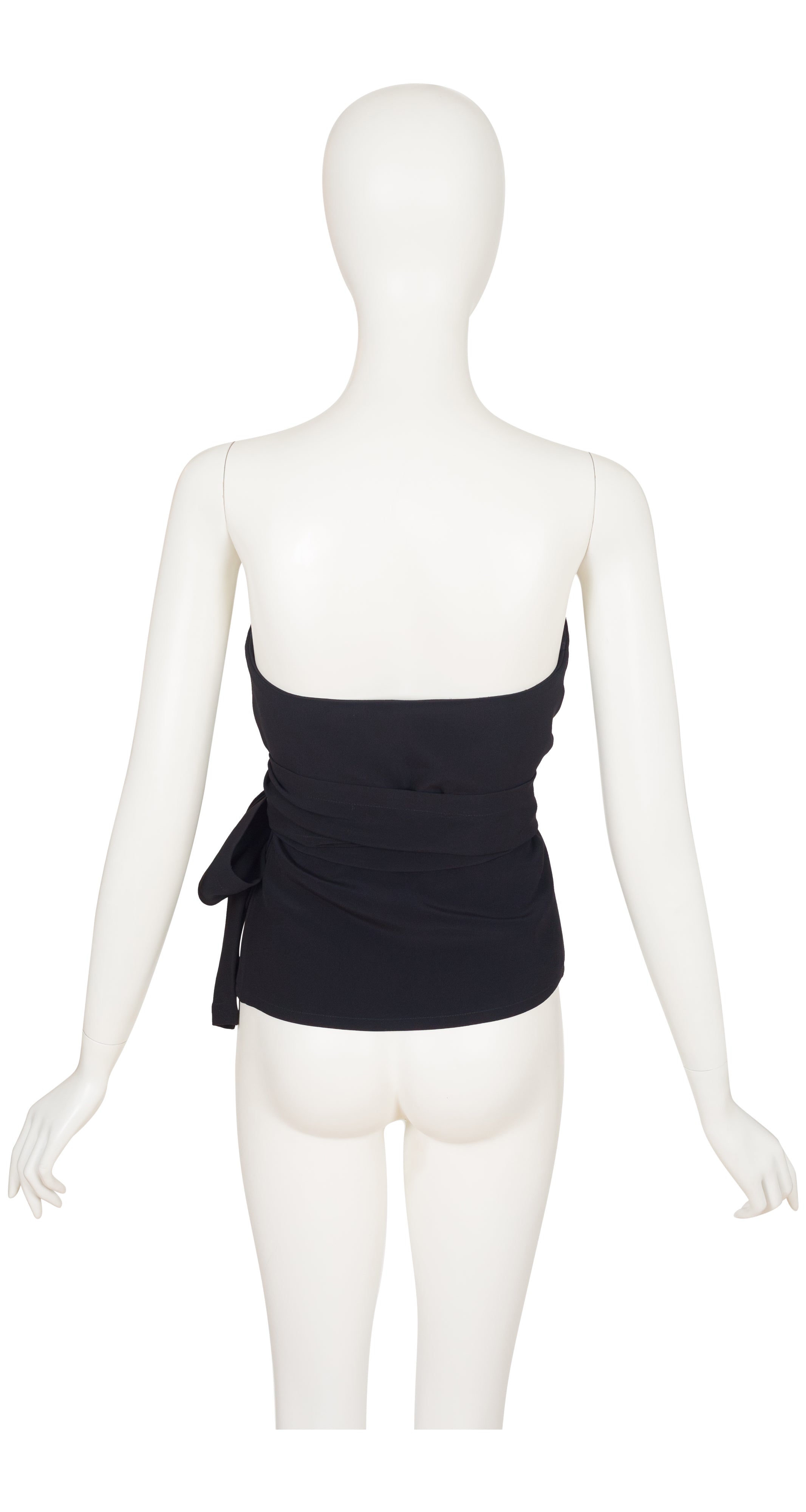1990 F/W Black Viscose Crepe Bow Bustier Top