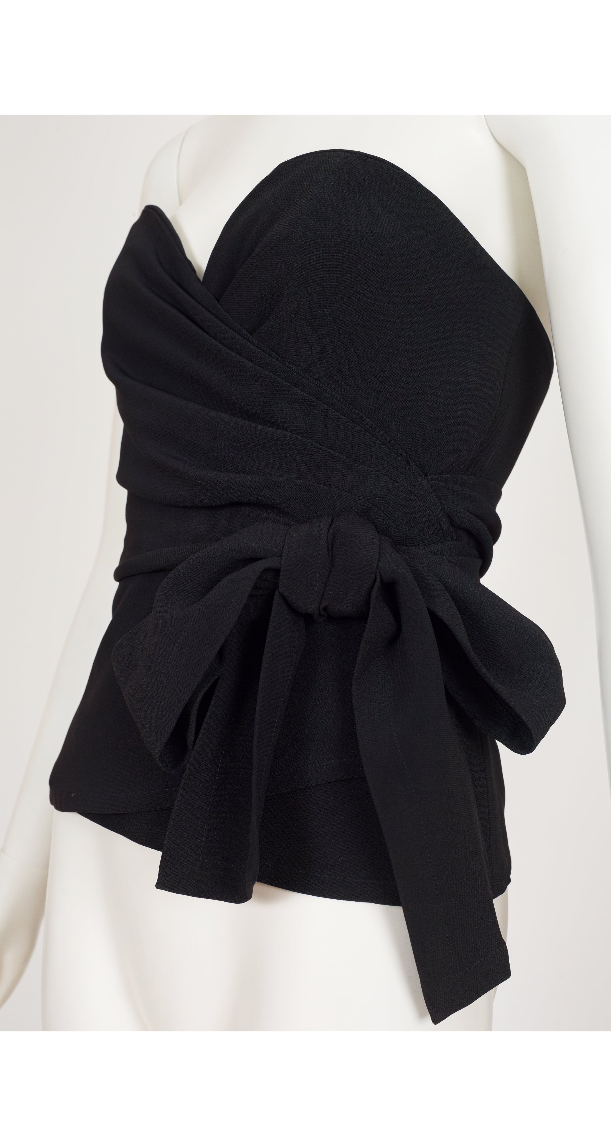 1990 F/W Black Viscose Crepe Bow Bustier Top