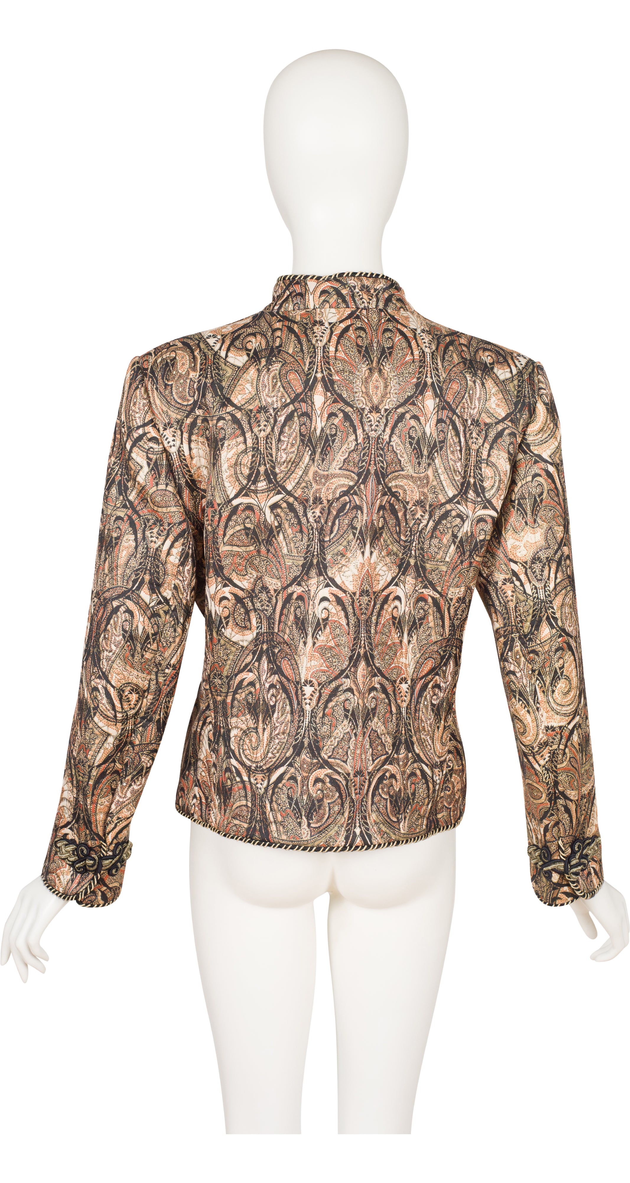 1980s Paisley Metallic Brocade Frog Knot Jacket