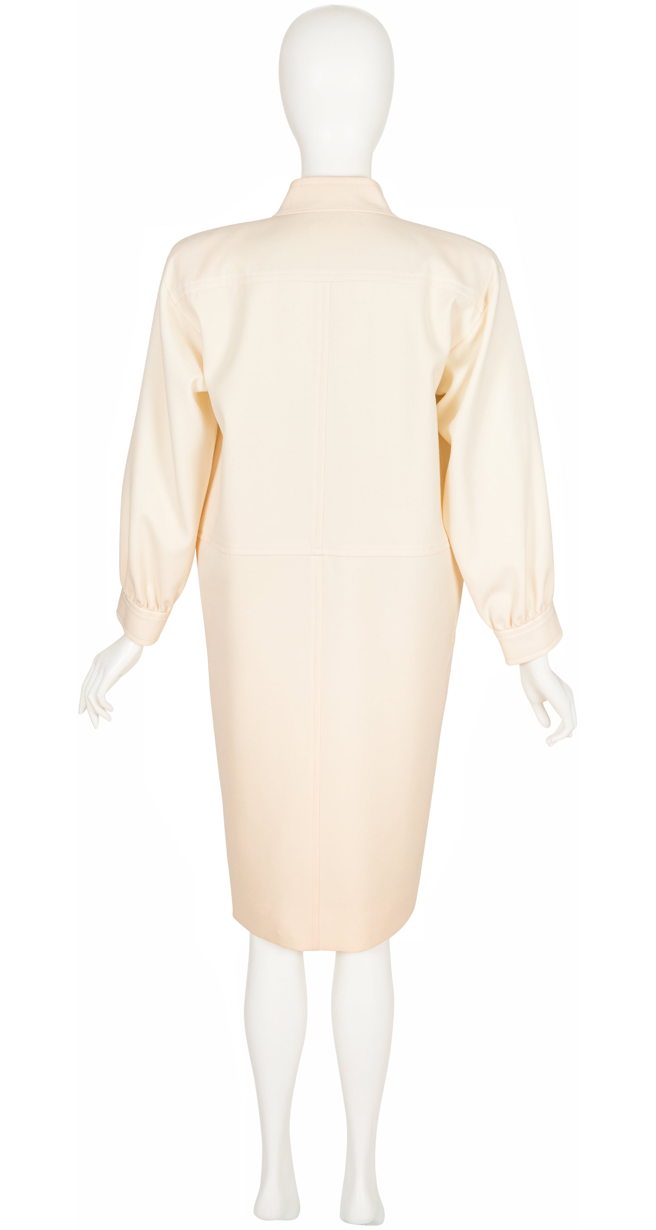 1984 S/S Cream Wool Gabardine Sack Dress