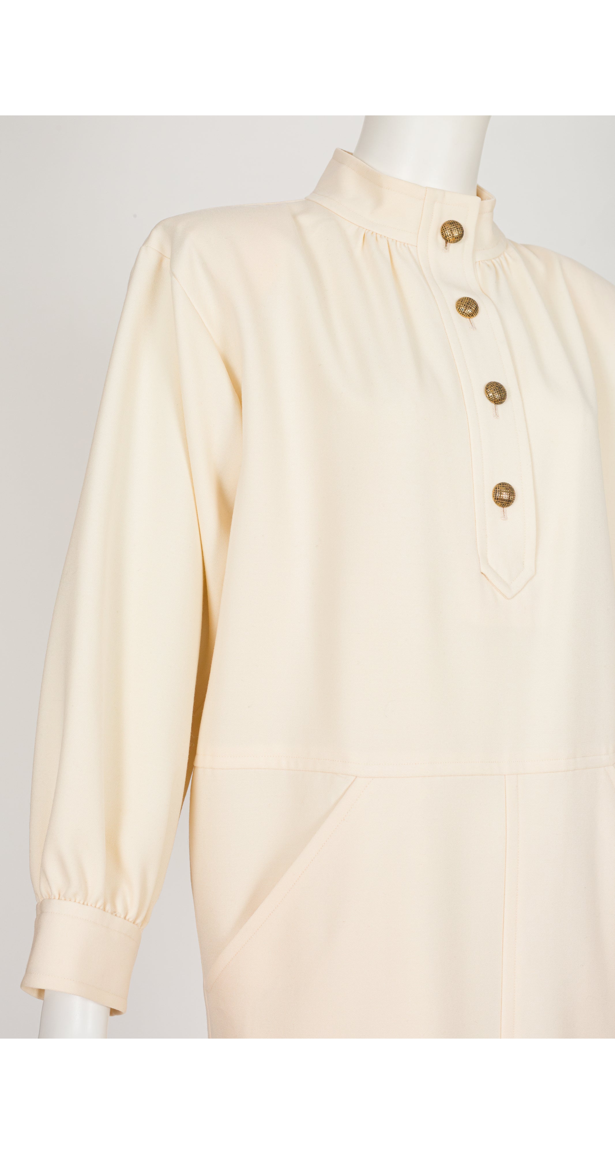 1984 S/S Cream Wool Gabardine Sack Dress