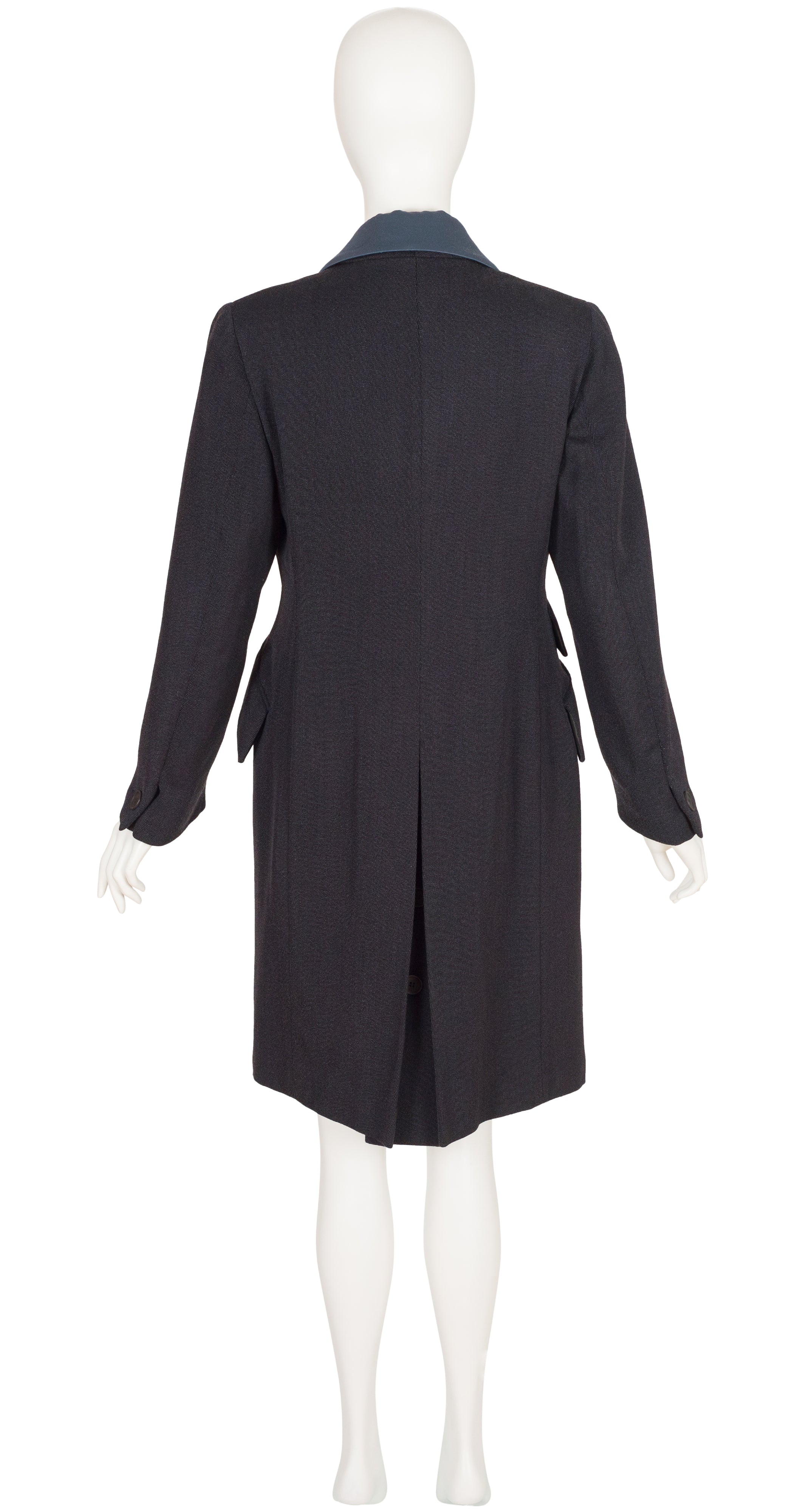 1995 F/W NWT Gray Wool Gabardine Satin Lapel Coat