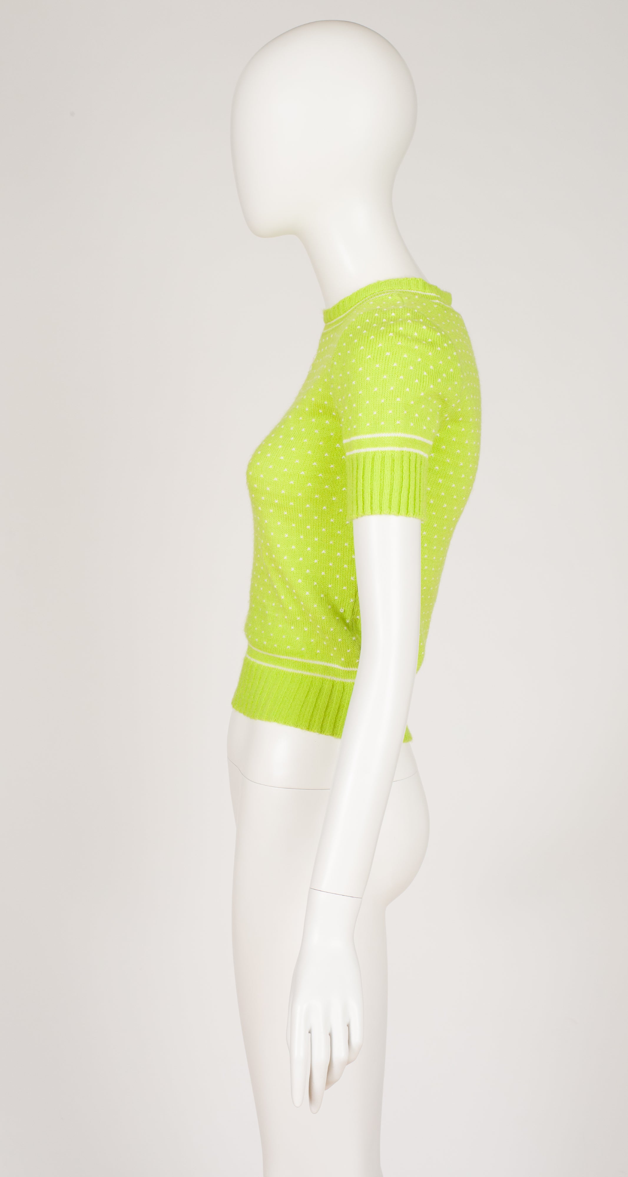 1970s Lime Green Knit Short Sleeve Sweater