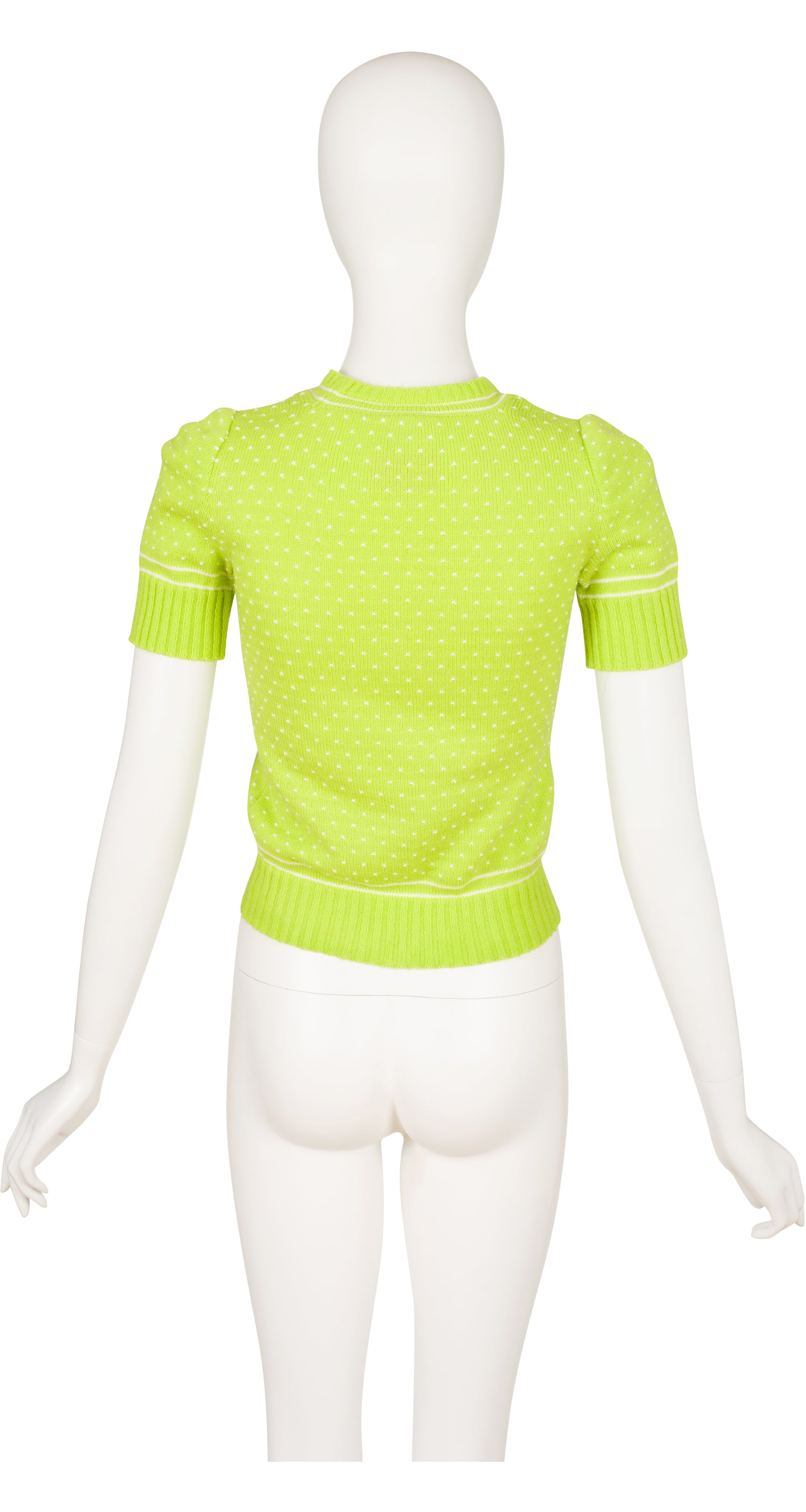 1970s Lime Green Knit Short Sleeve Sweater