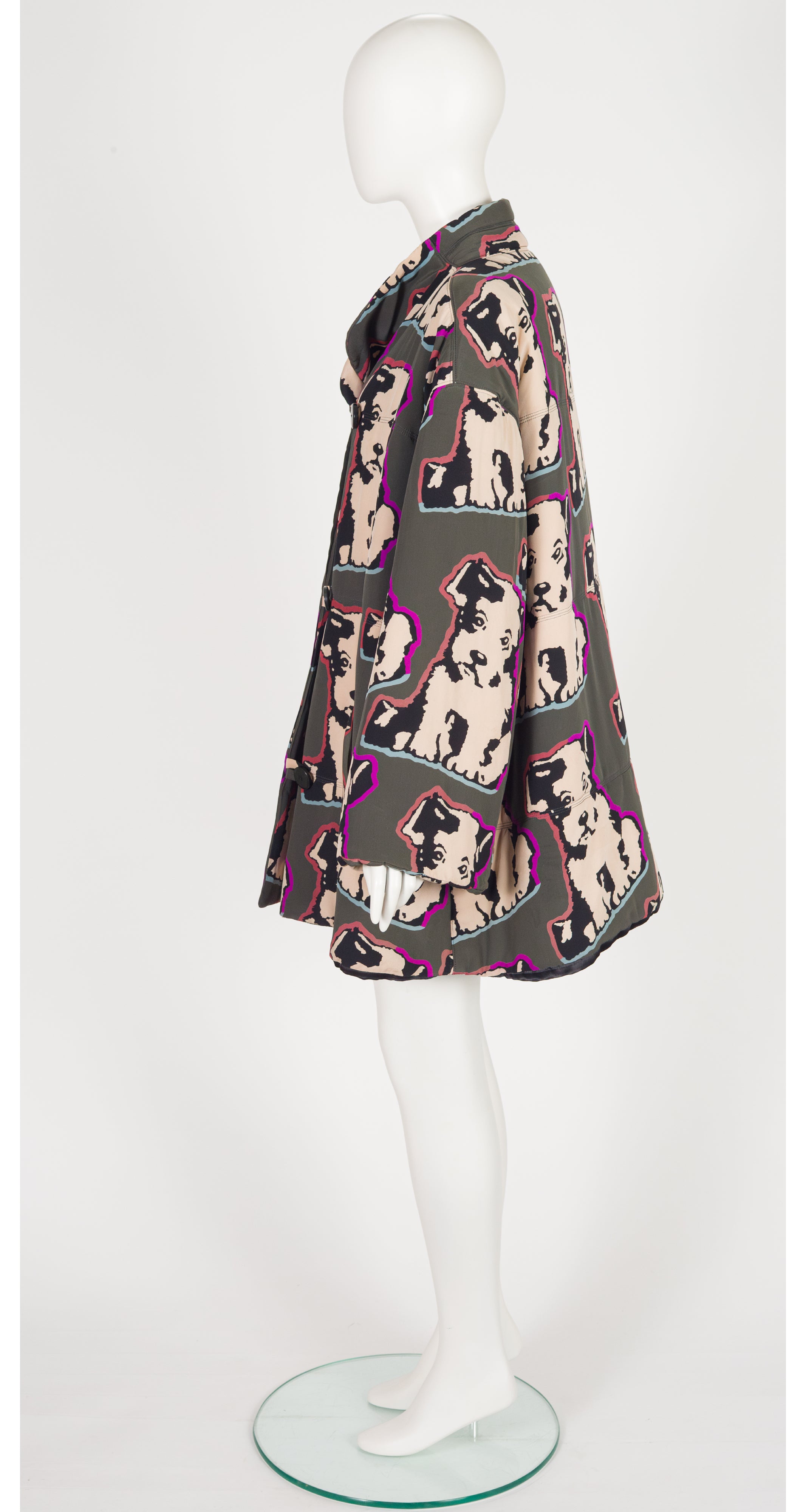 1992-93 F/W Dog Pop Art Print Silk Swing Coat
