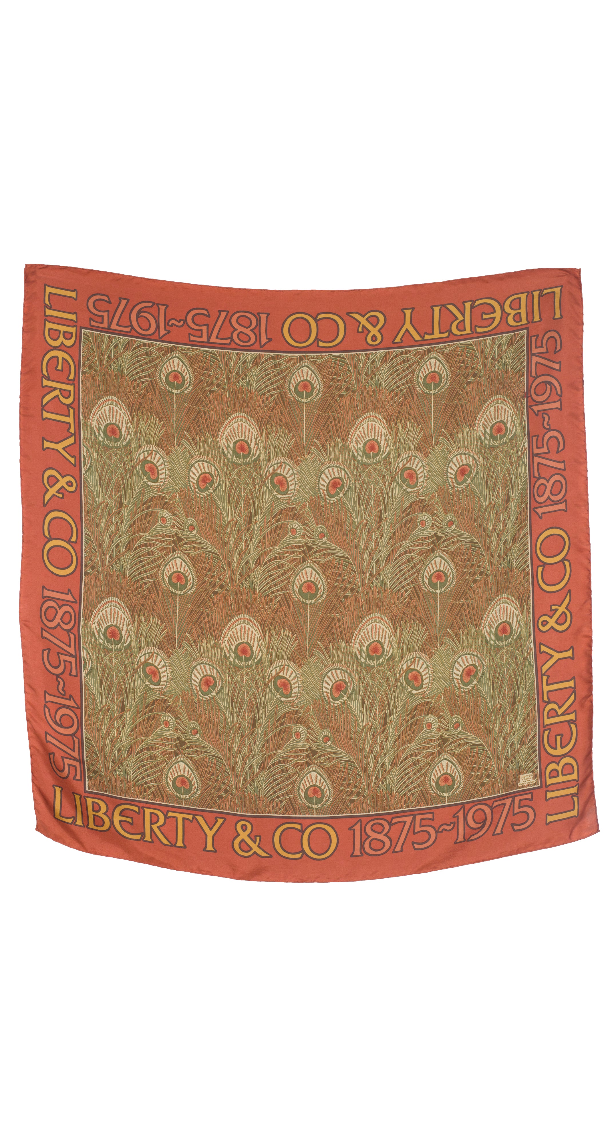 1975 Centennial Peacock Feather Print Silk Twill Scarf