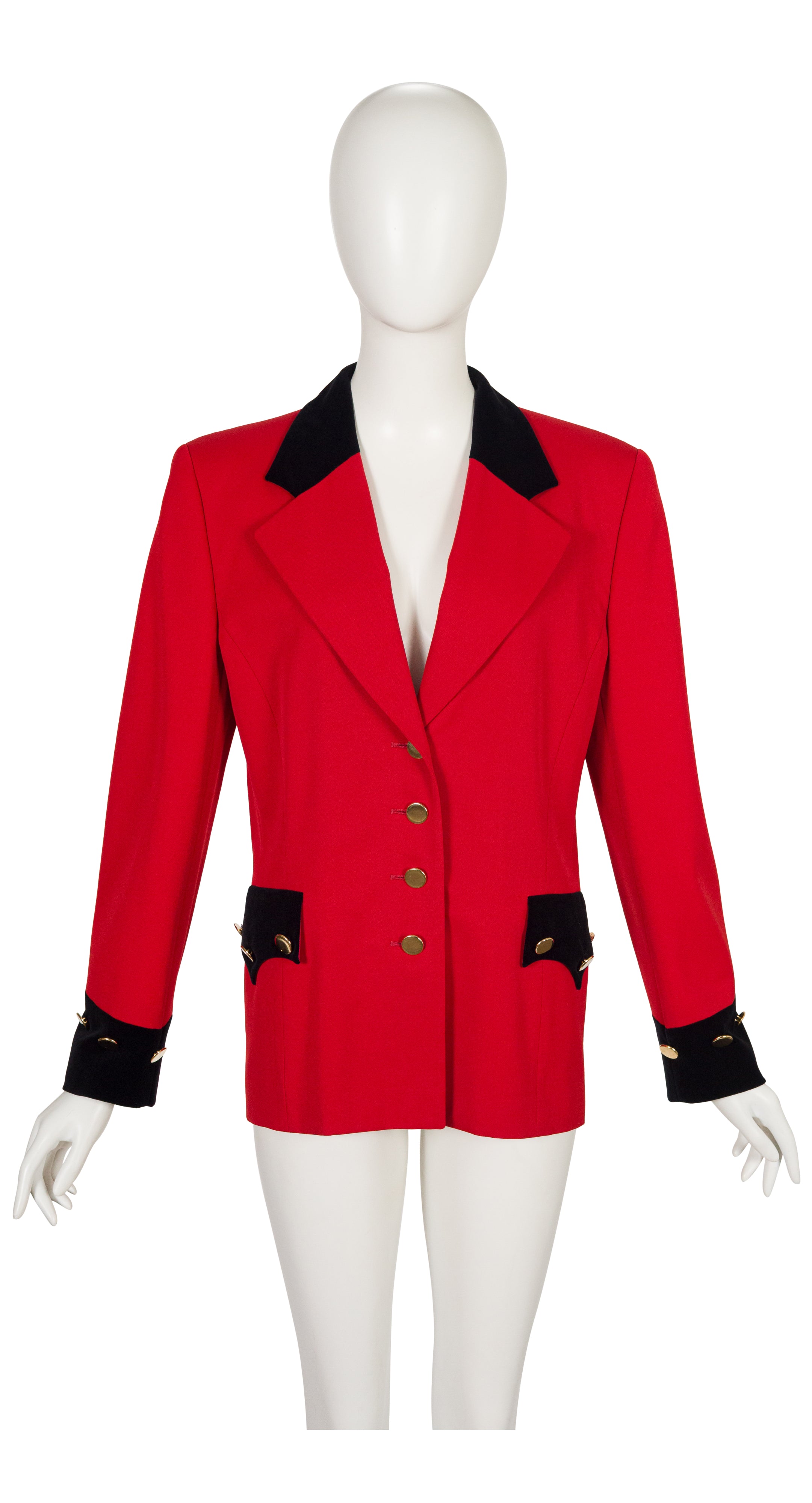 1993-94 F/W Red Wool & Black Velvet Cavalry Jacket