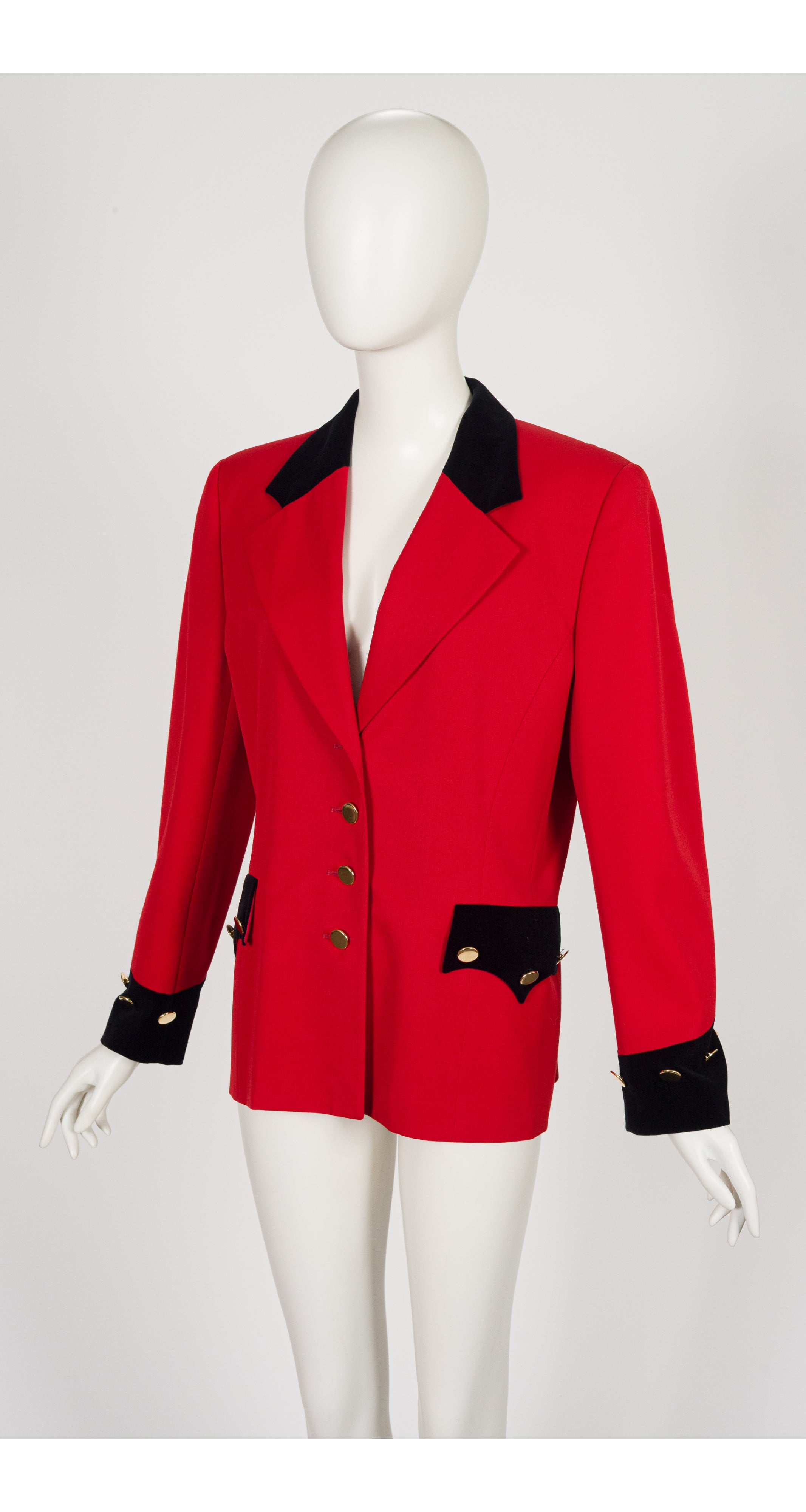 1993-94 F/W Red Wool & Black Velvet Cavalry Jacket