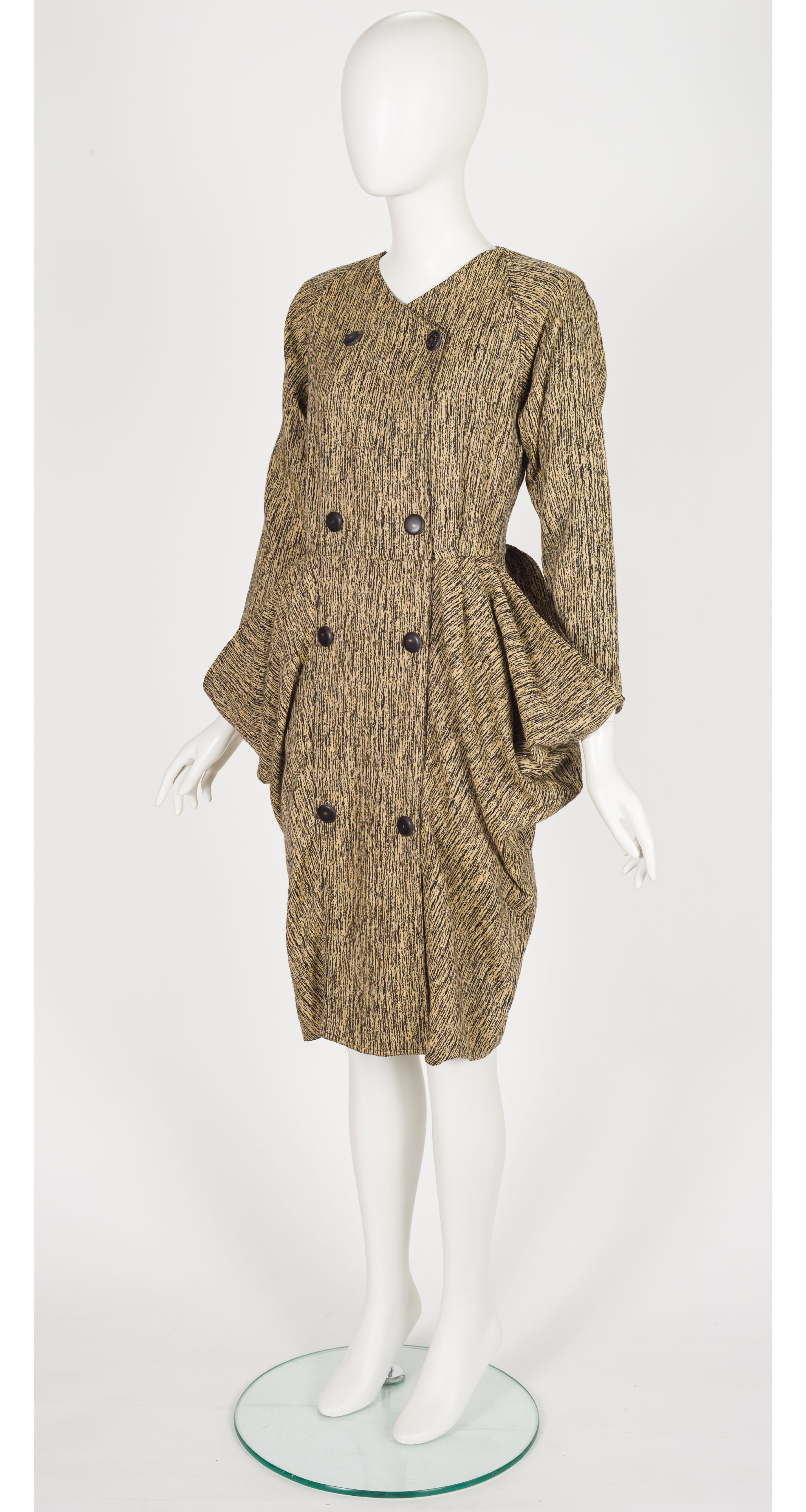 1984-85 F/W Draped Wool Double-Breasted Dress
