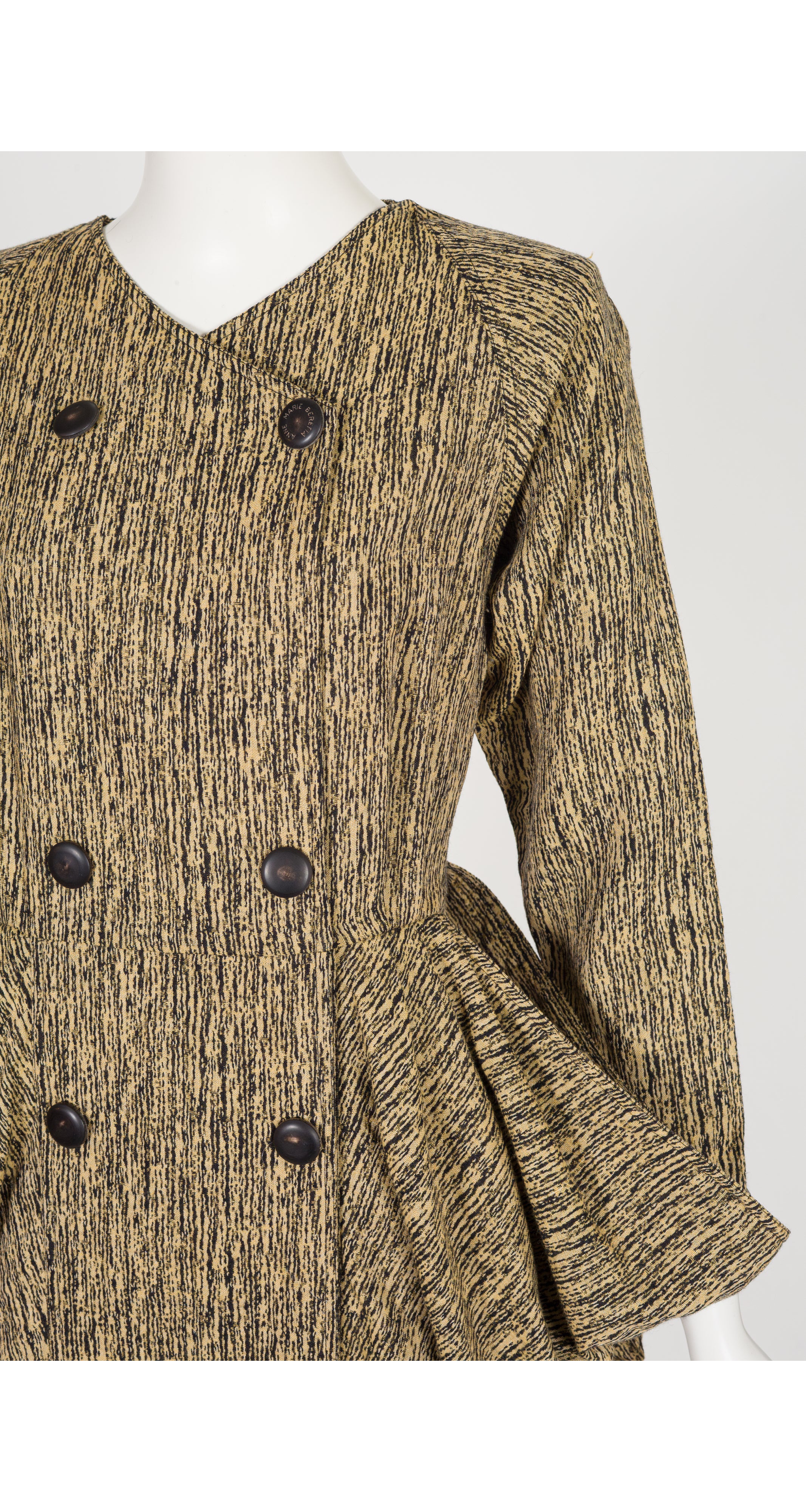 1984-85 F/W Draped Wool Double-Breasted Dress
