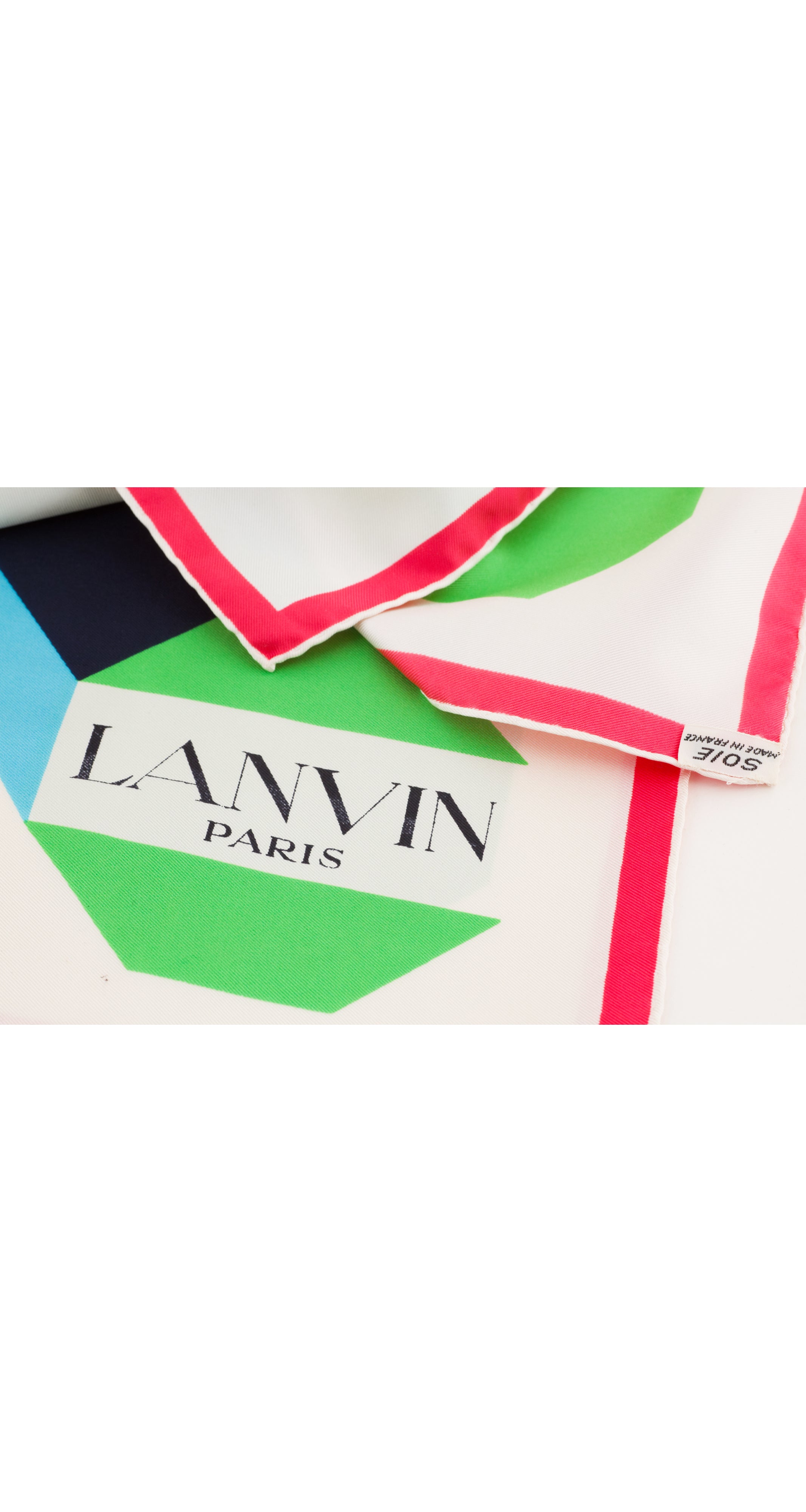 1970s Op-Art Geometric Print Silk Twill Scarf