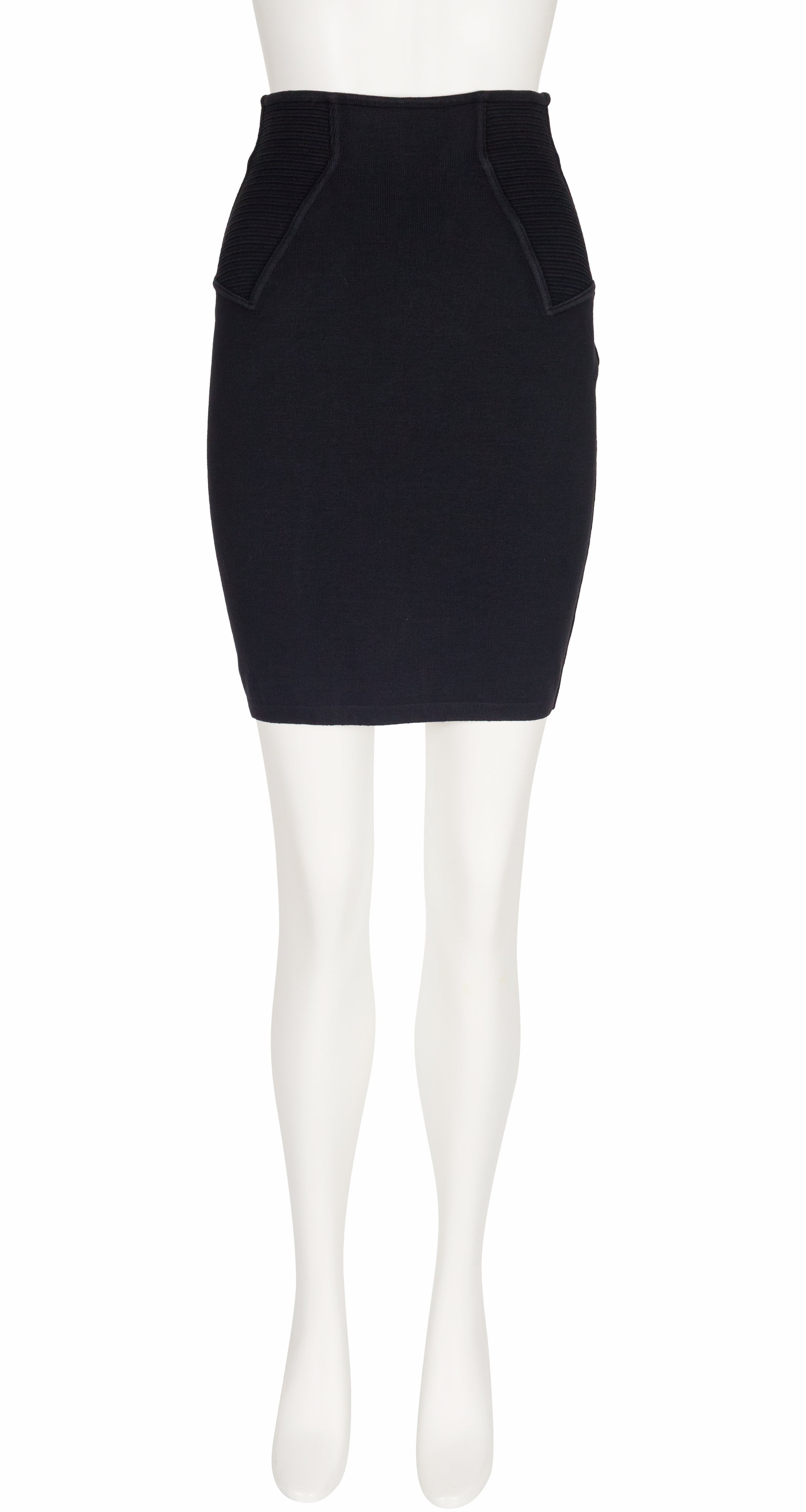 1990 S/S Black Cotton Jersey High-Waisted Bodycon Skirt