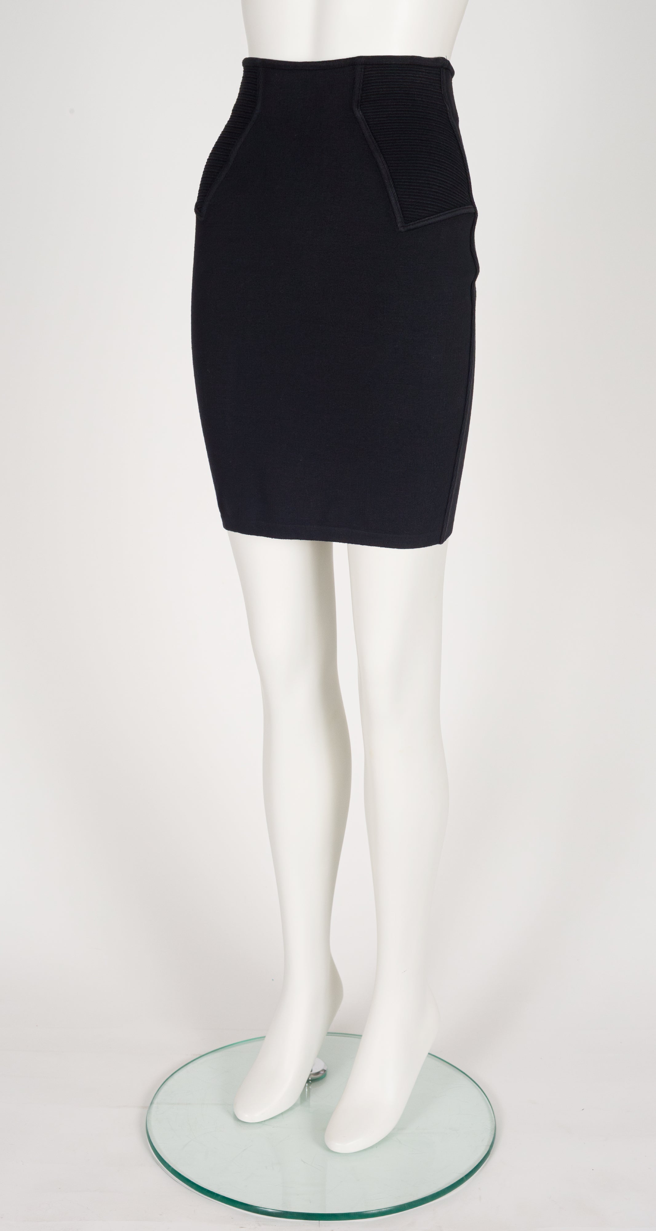 1990 S/S Black Cotton Jersey High-Waisted Bodycon Skirt