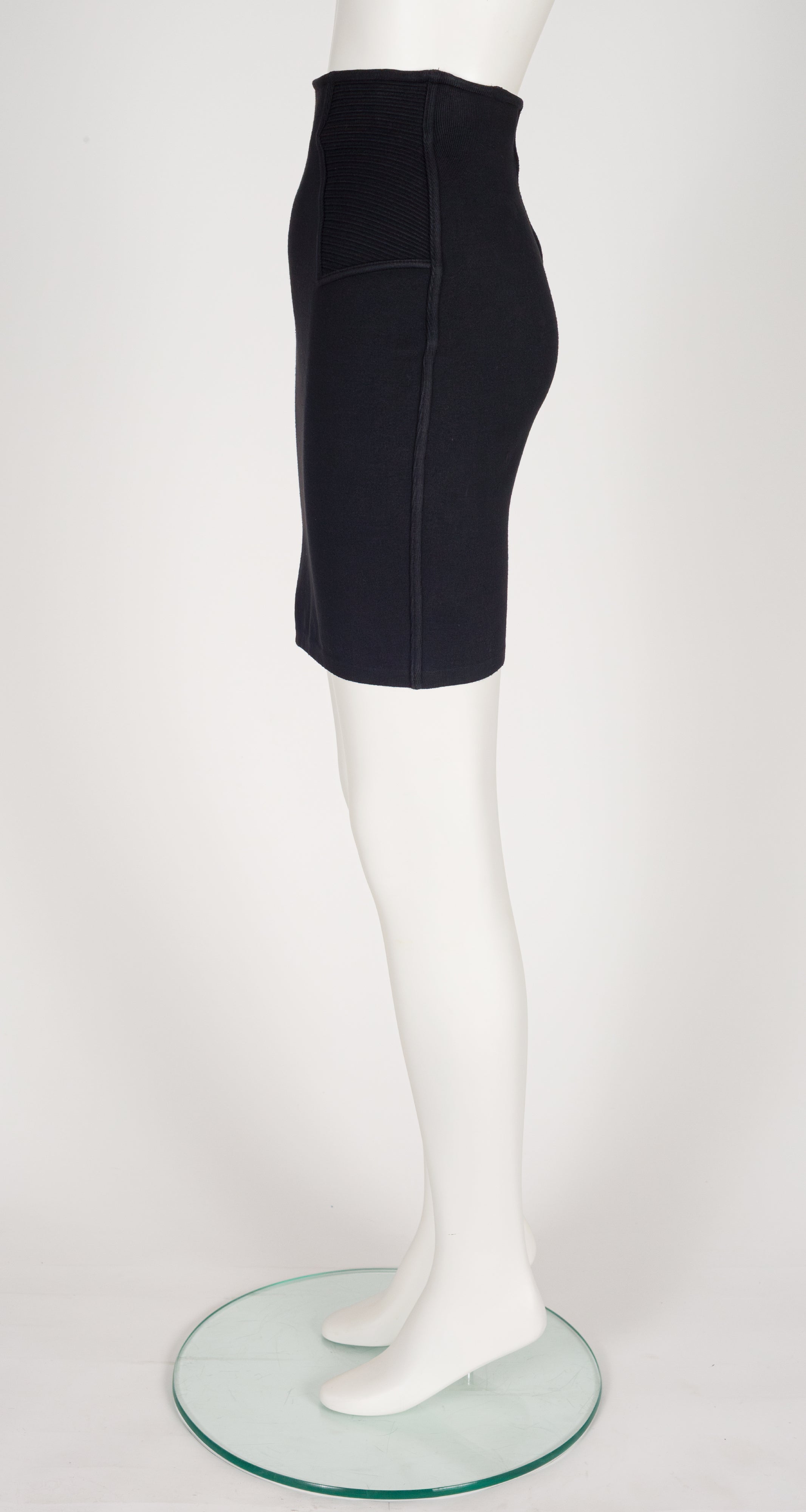 1990 S/S Black Cotton Jersey High-Waisted Bodycon Skirt