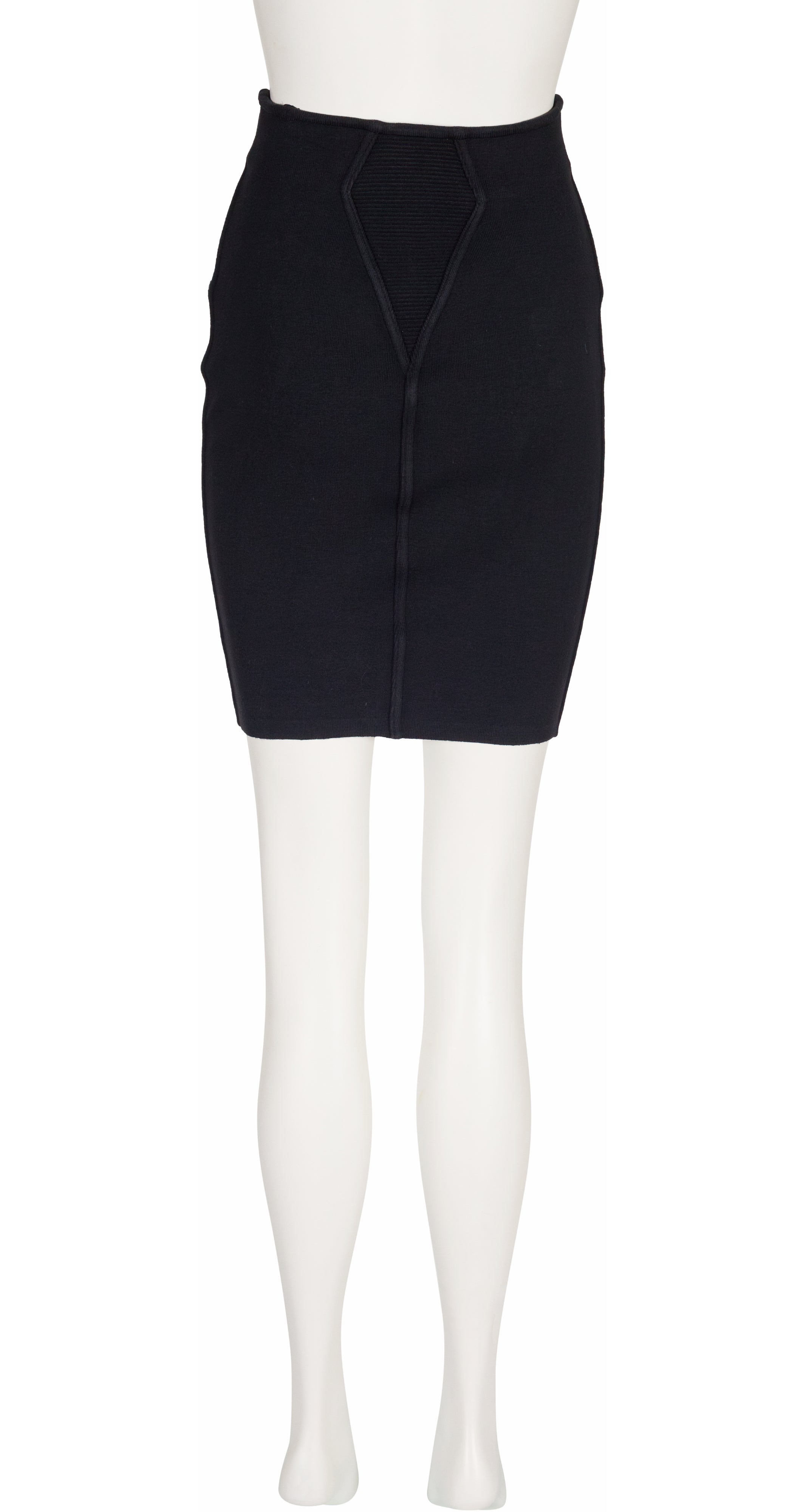 1990 S/S Black Cotton Jersey High-Waisted Bodycon Skirt