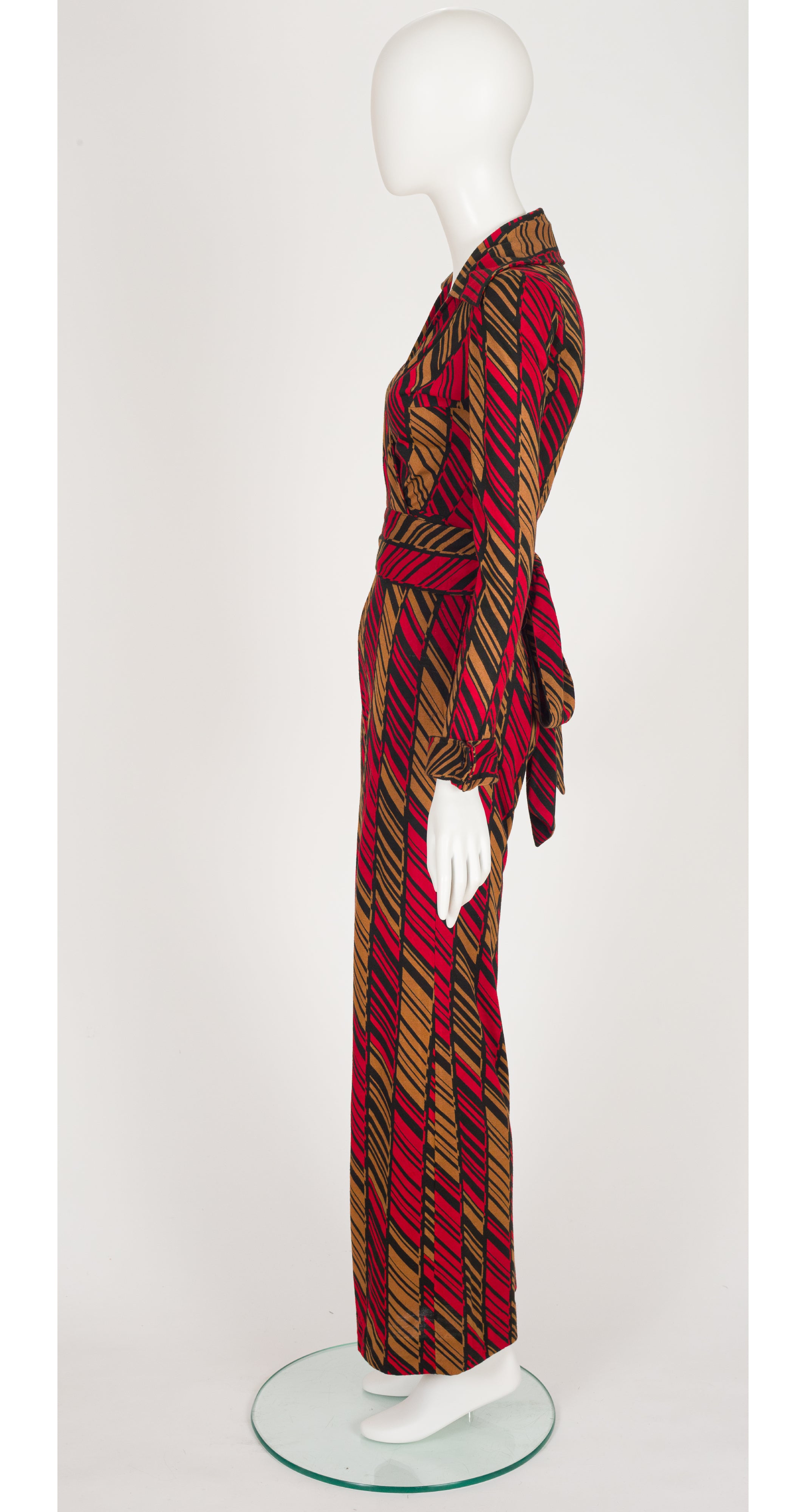 1970s Geometric Print Jersey Wrap Top & Pants Set