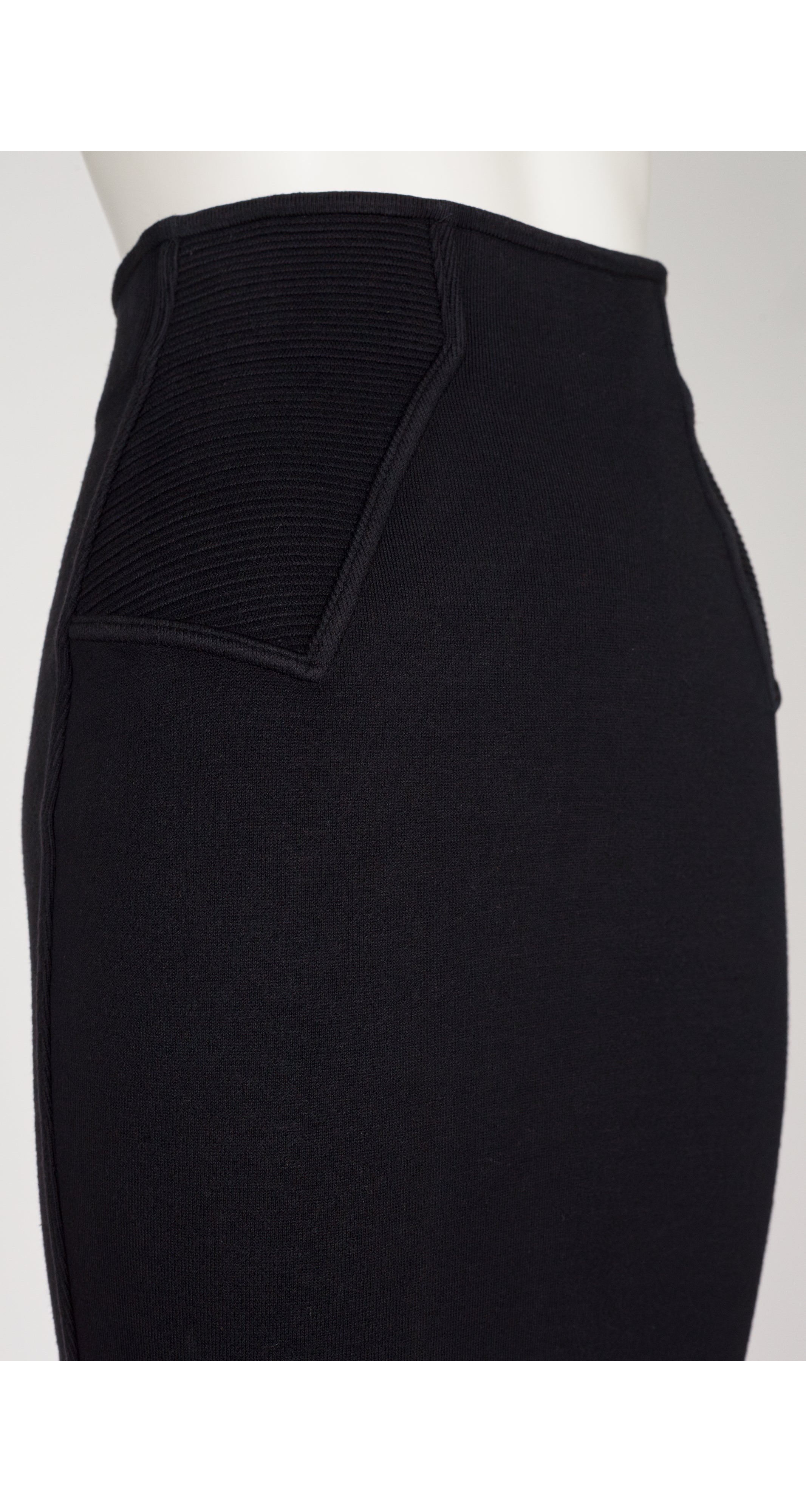 1990 S/S Black Cotton Jersey High-Waisted Bodycon Skirt