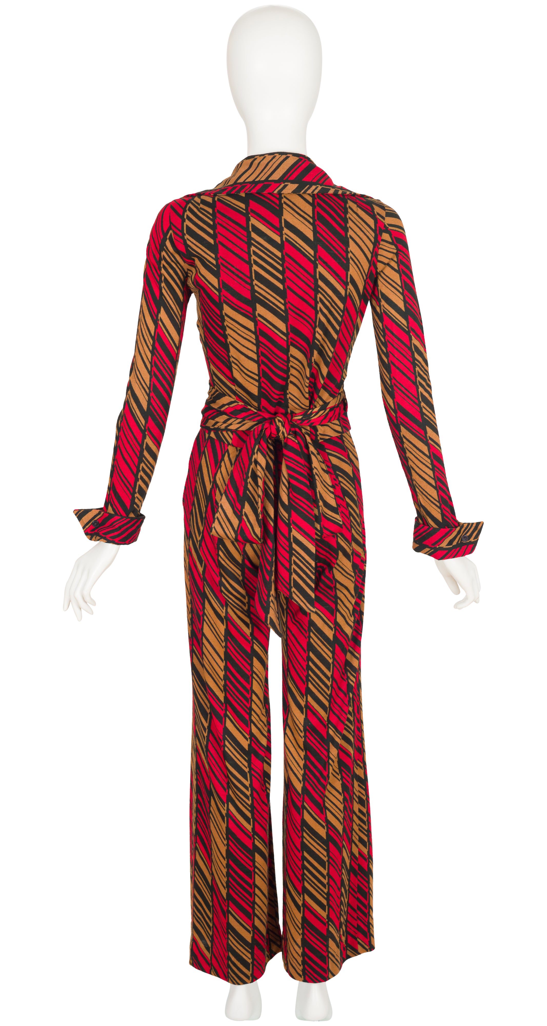1970s Geometric Print Jersey Wrap Top & Pants Set