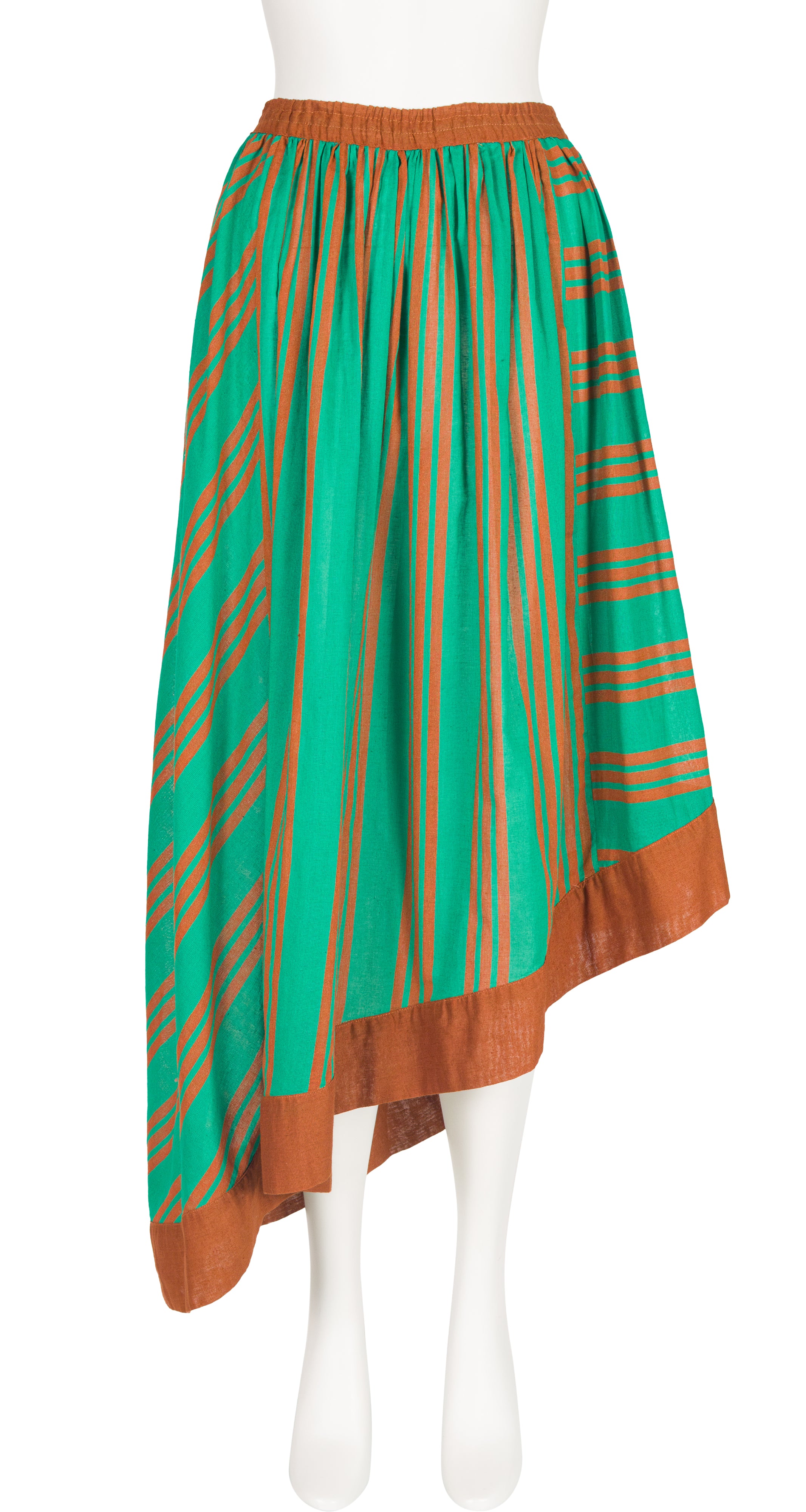 1982 S/S Striped Cotton Voile Asymmetrical Skirt