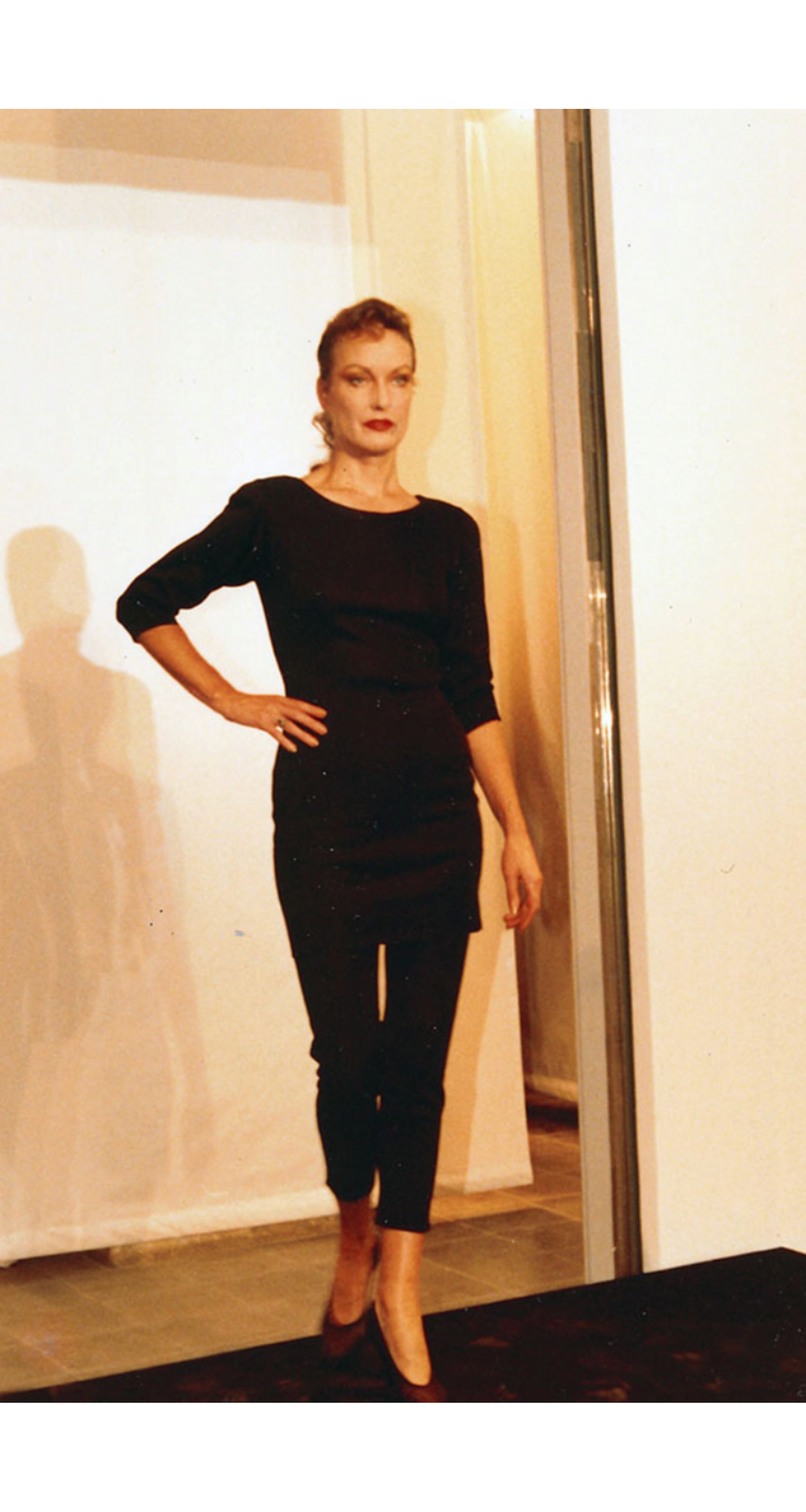 1986 S/S Runway Black Knit Boat Neck Mini Dress