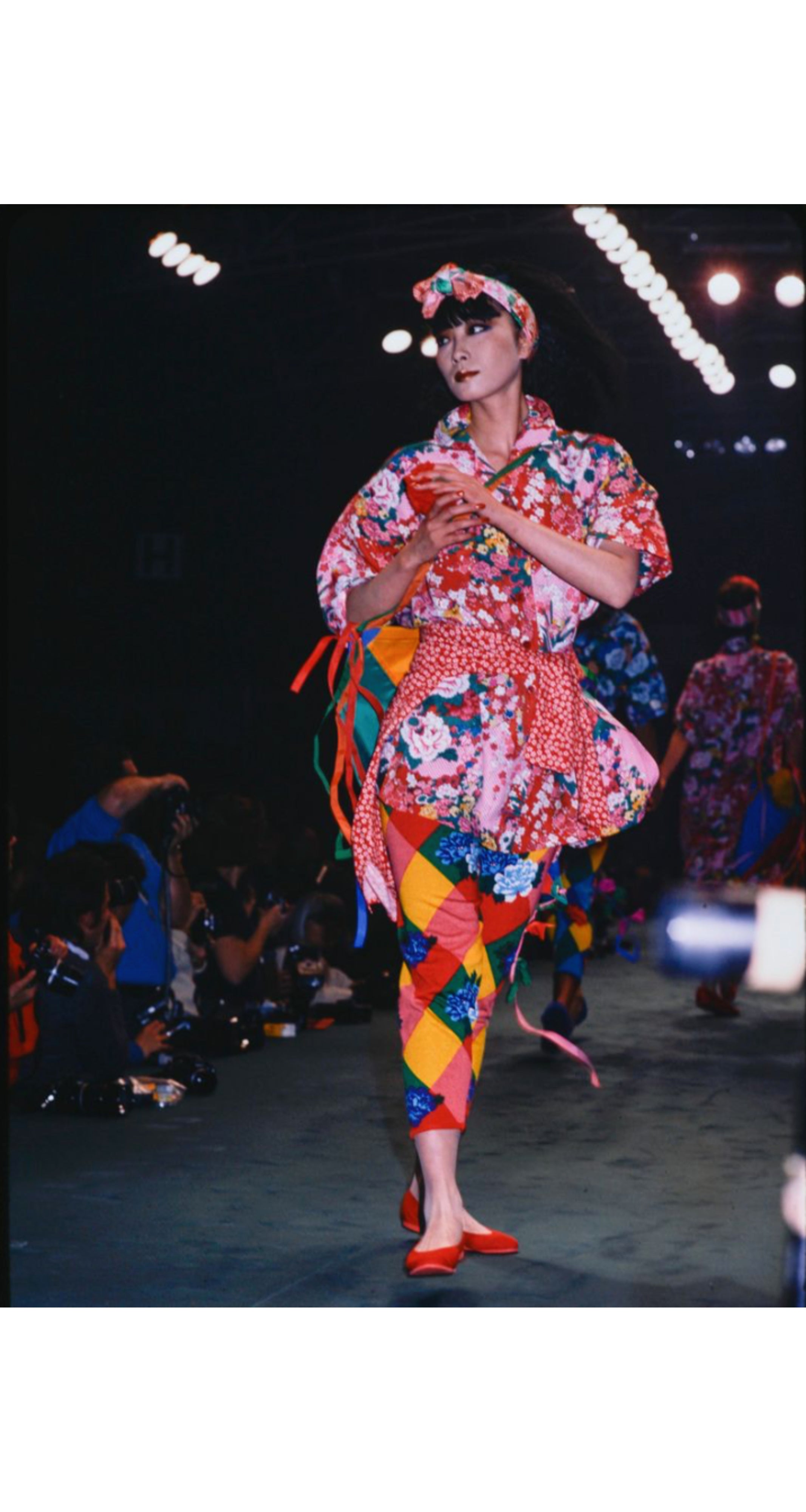 1986 S/S NWT Floral Harlequin Knit Crop Top & Pants Set