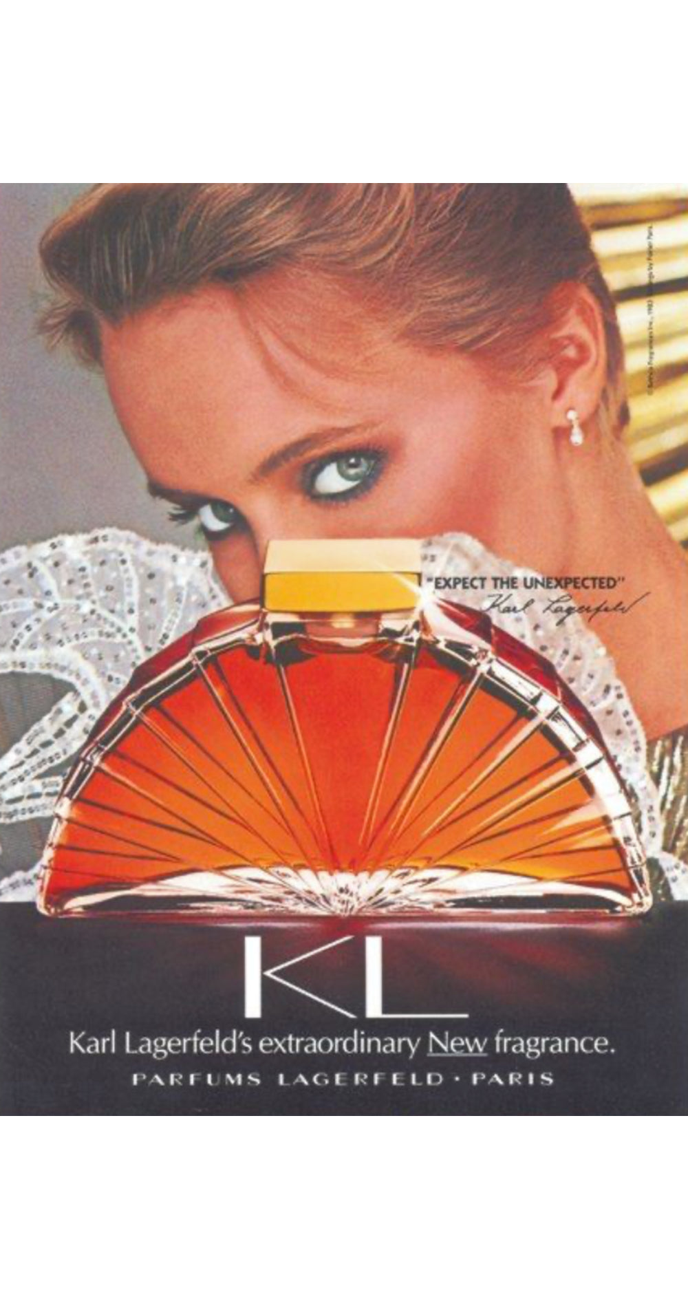 1980s "KL" Glass Fan Perfume Display Factice