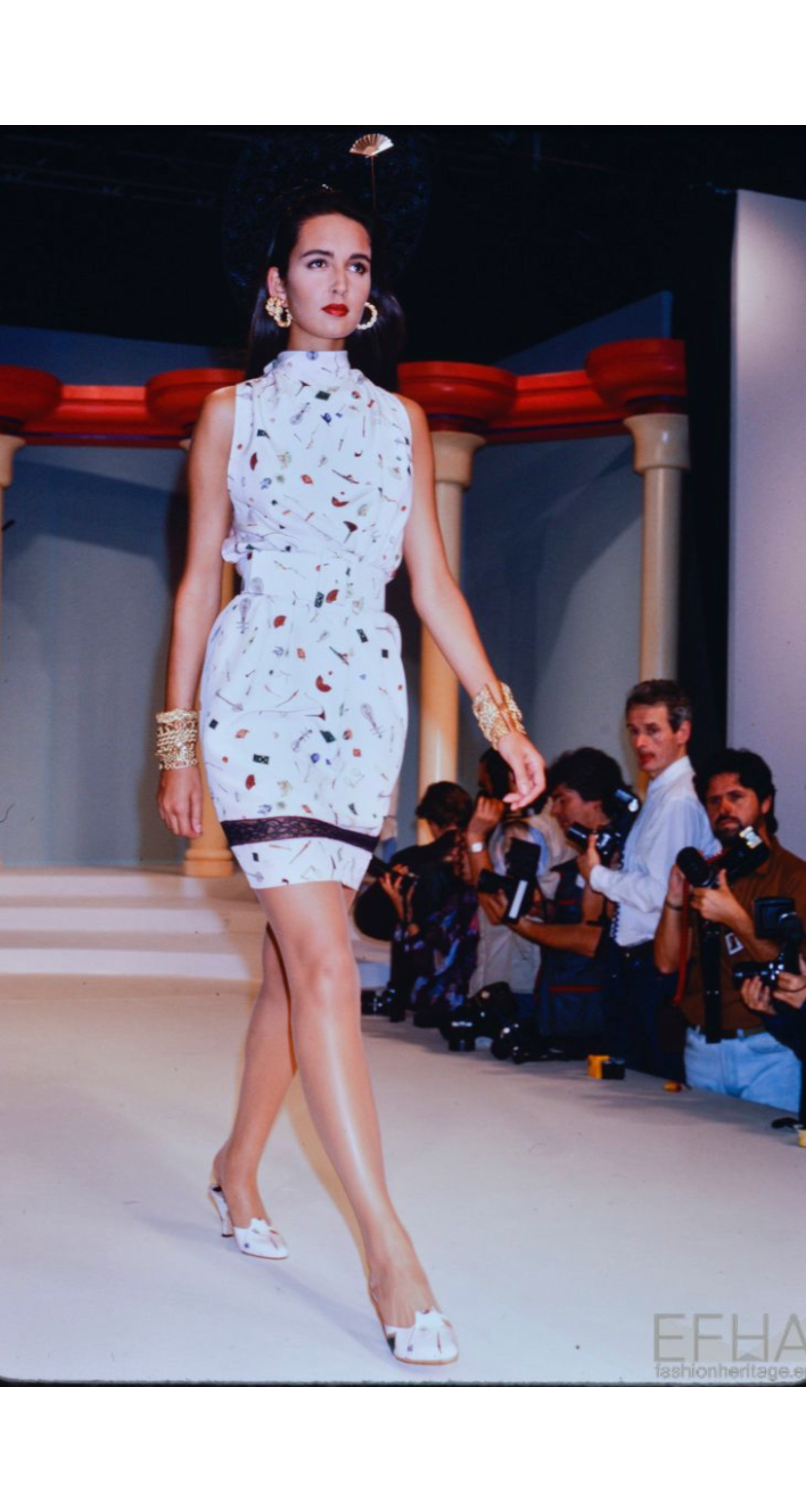 1988 S/S Novelty Print Pink Silk Mini Dress