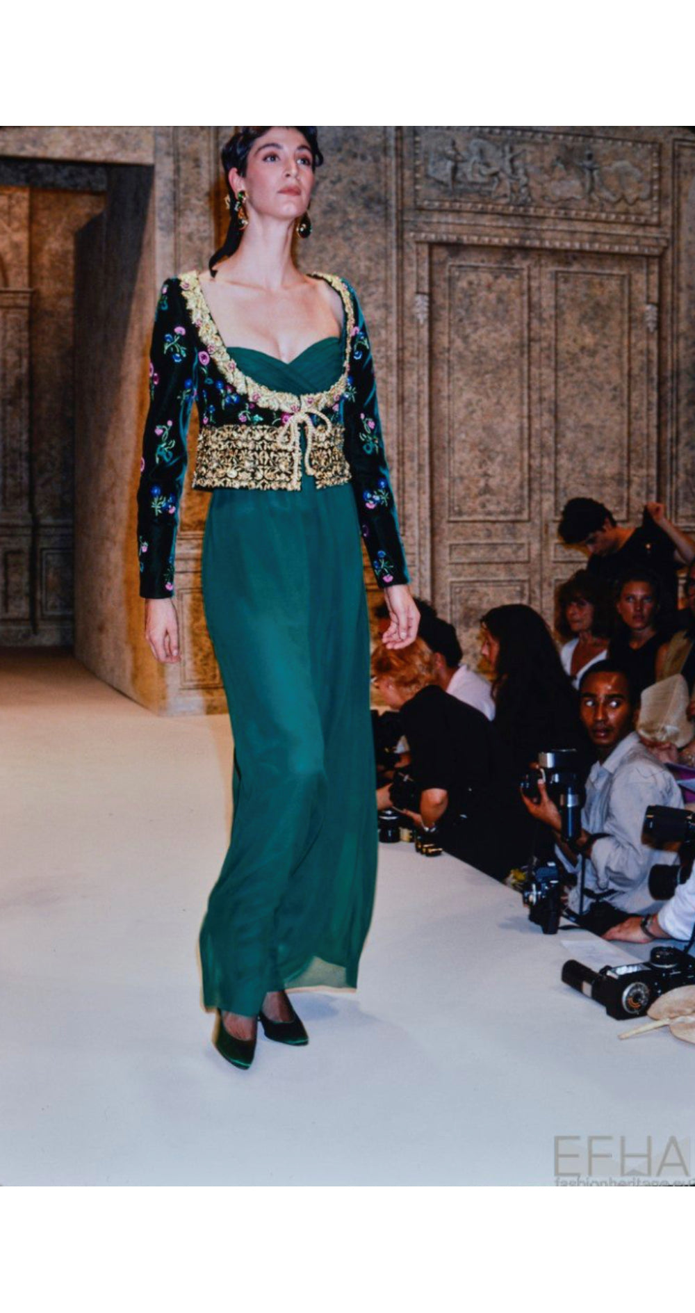 1988-89 F/W Gold Bullion Embellished Teal Velvet Bolero Jacket