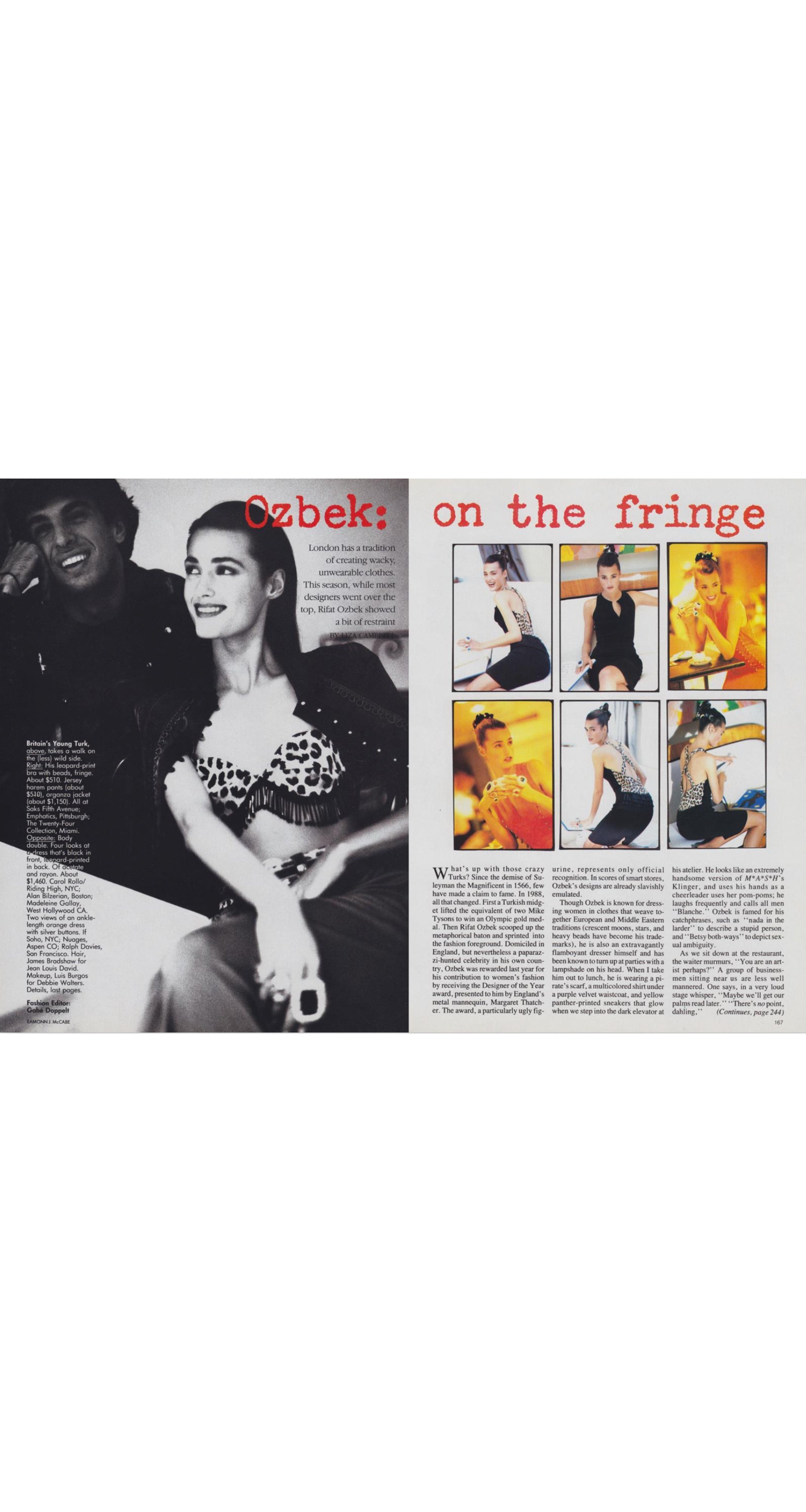 1989 S/S Zebra Print Beaded Fringe Cross-Back Mini Dress