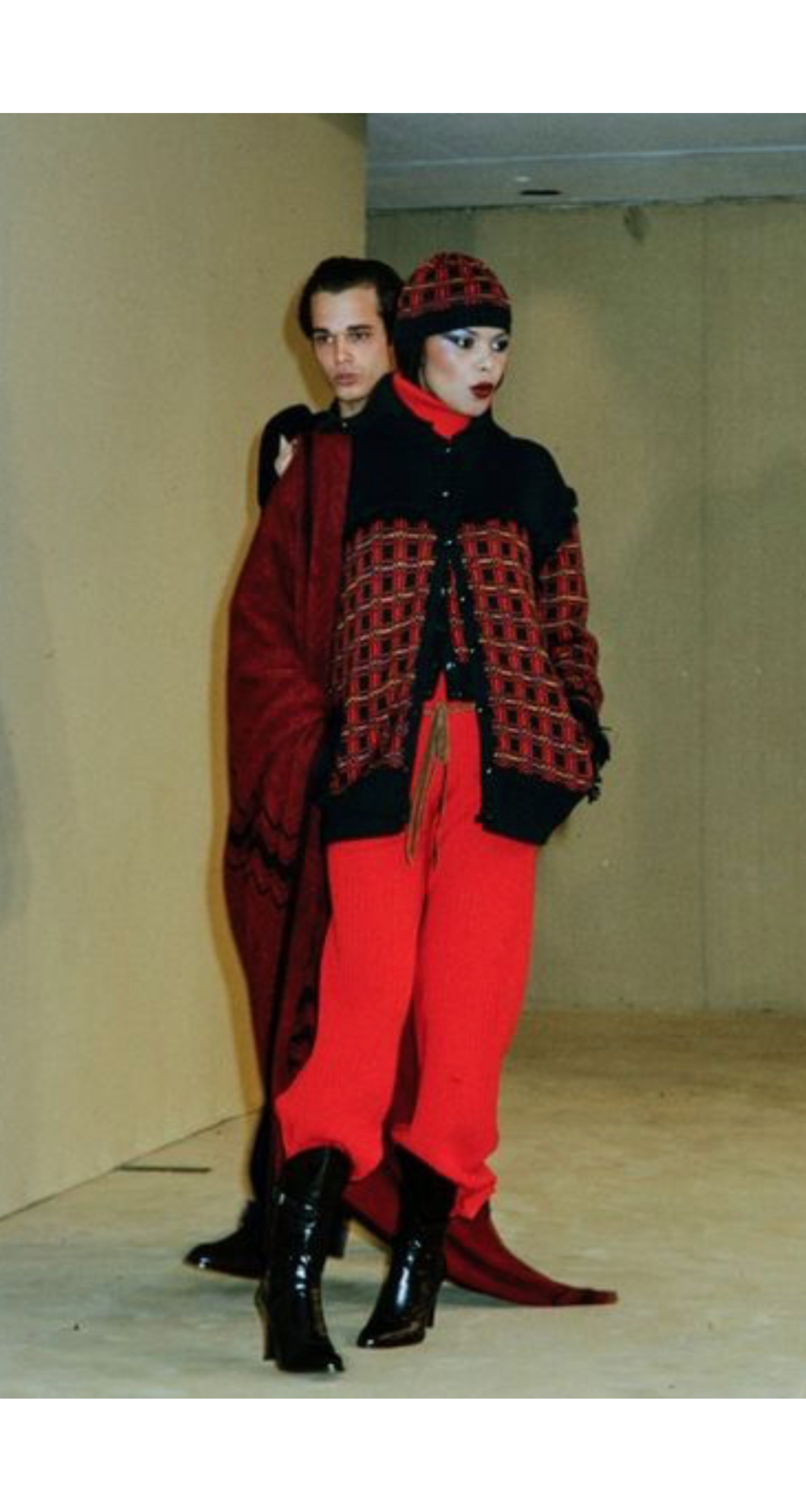 1977-78 F/W Purple Plaid Wool Fringe Toggle Cardigan