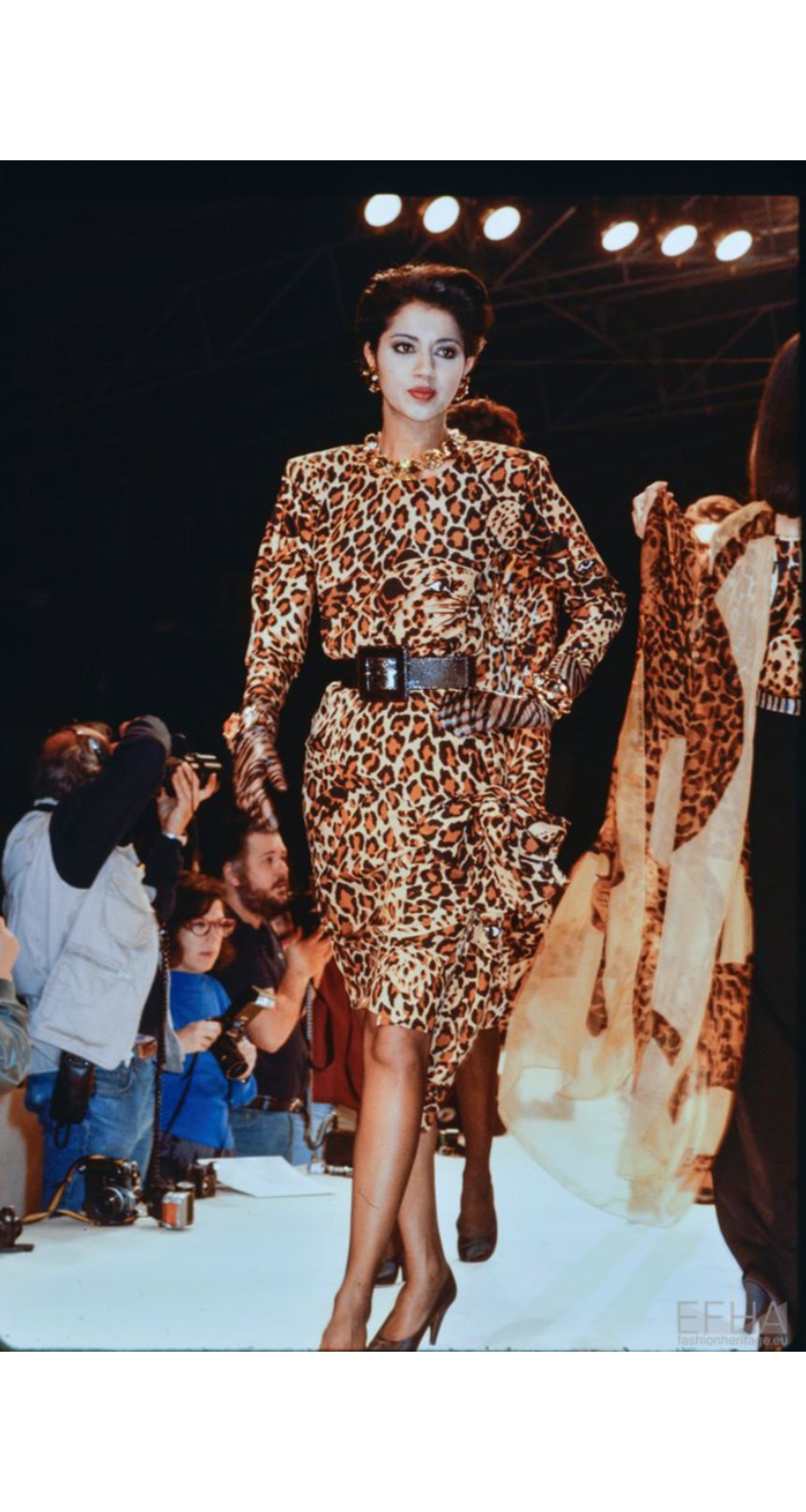 1986-87 F/W Leopard Print Silk Tie-Neck Blouse