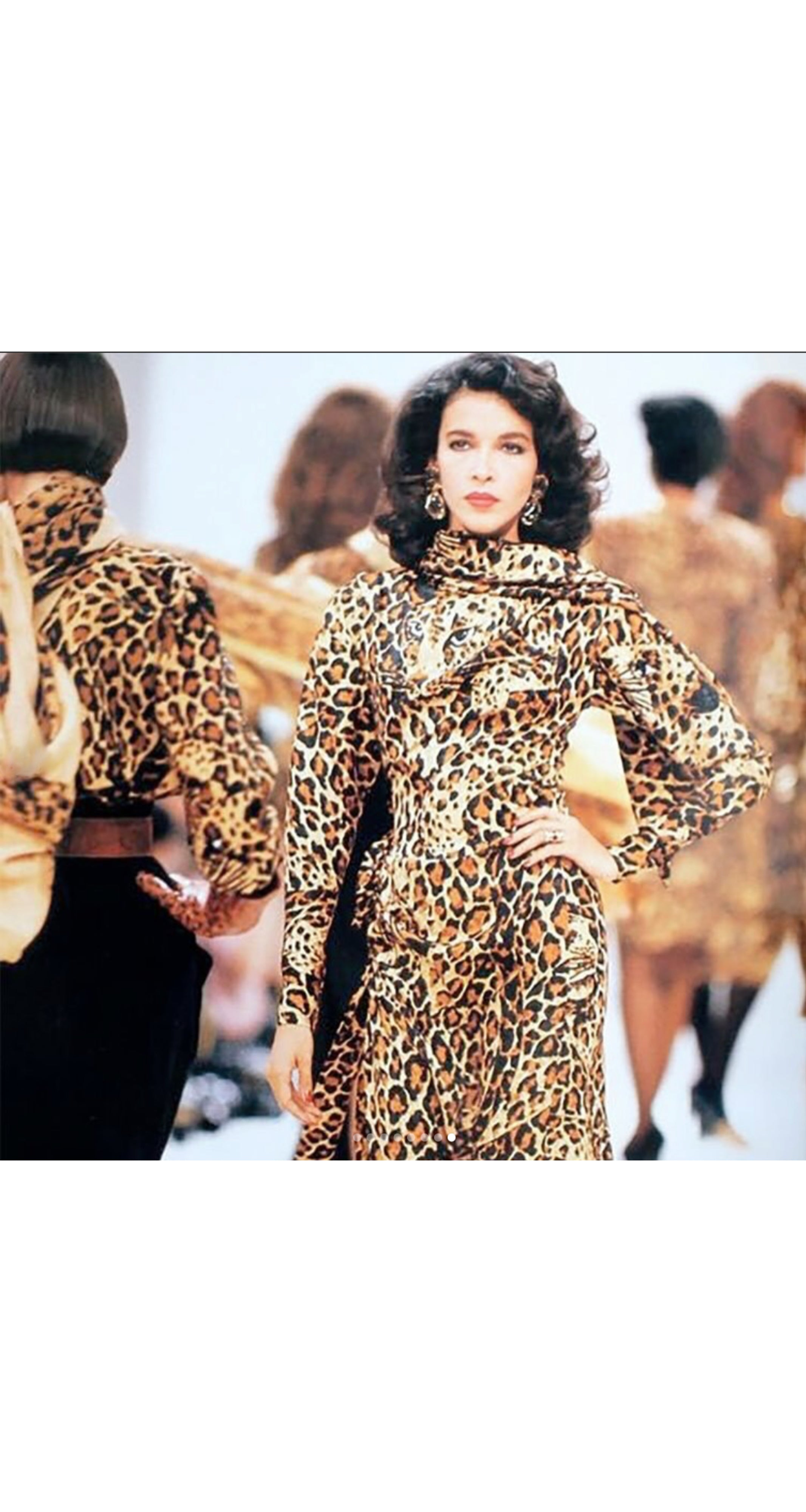 1986-87 F/W Leopard Print Silk Tie-Neck Blouse