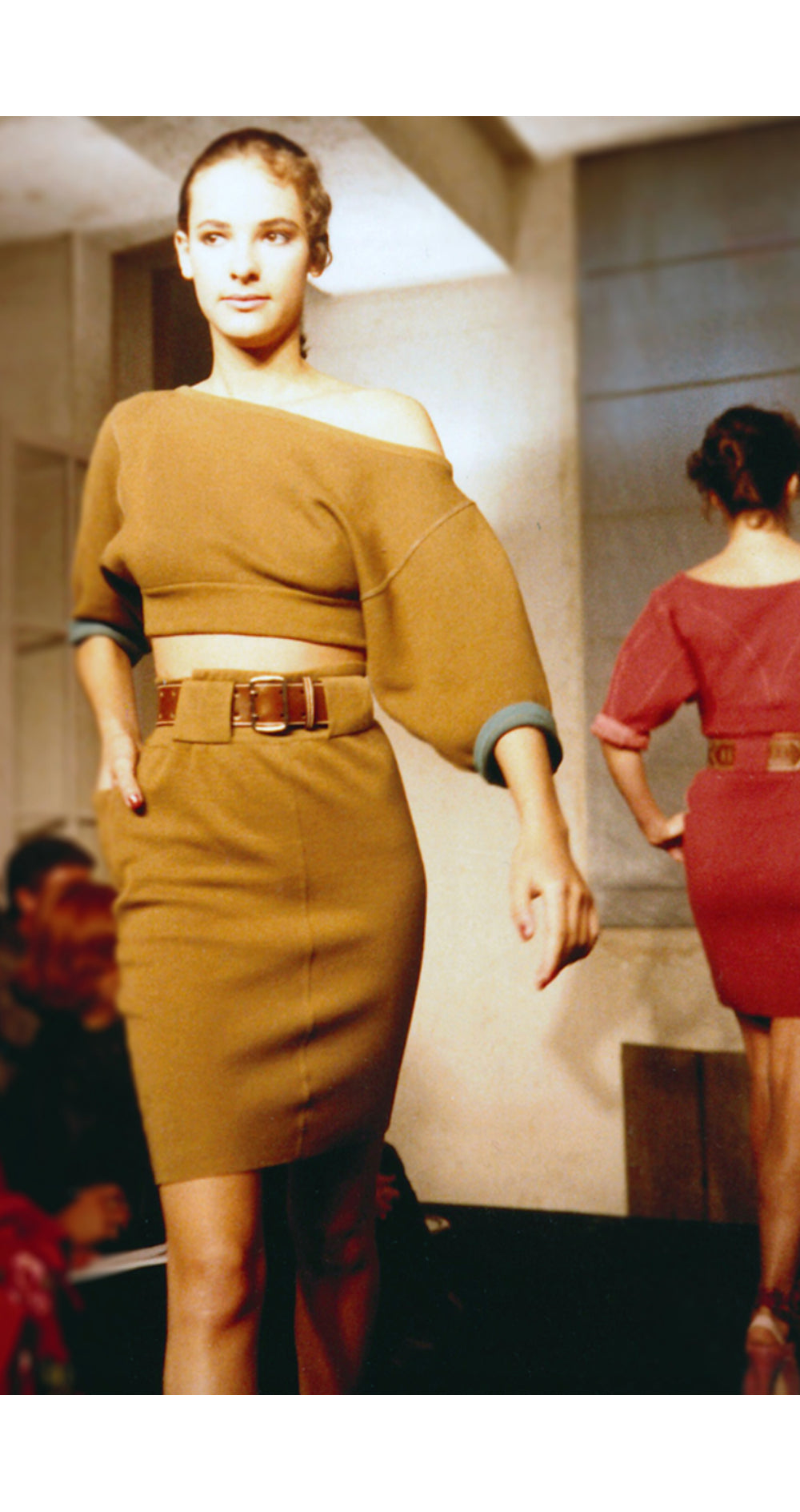 1985 S/S Beige Cotton Knit Bodycon Pencil Skirt