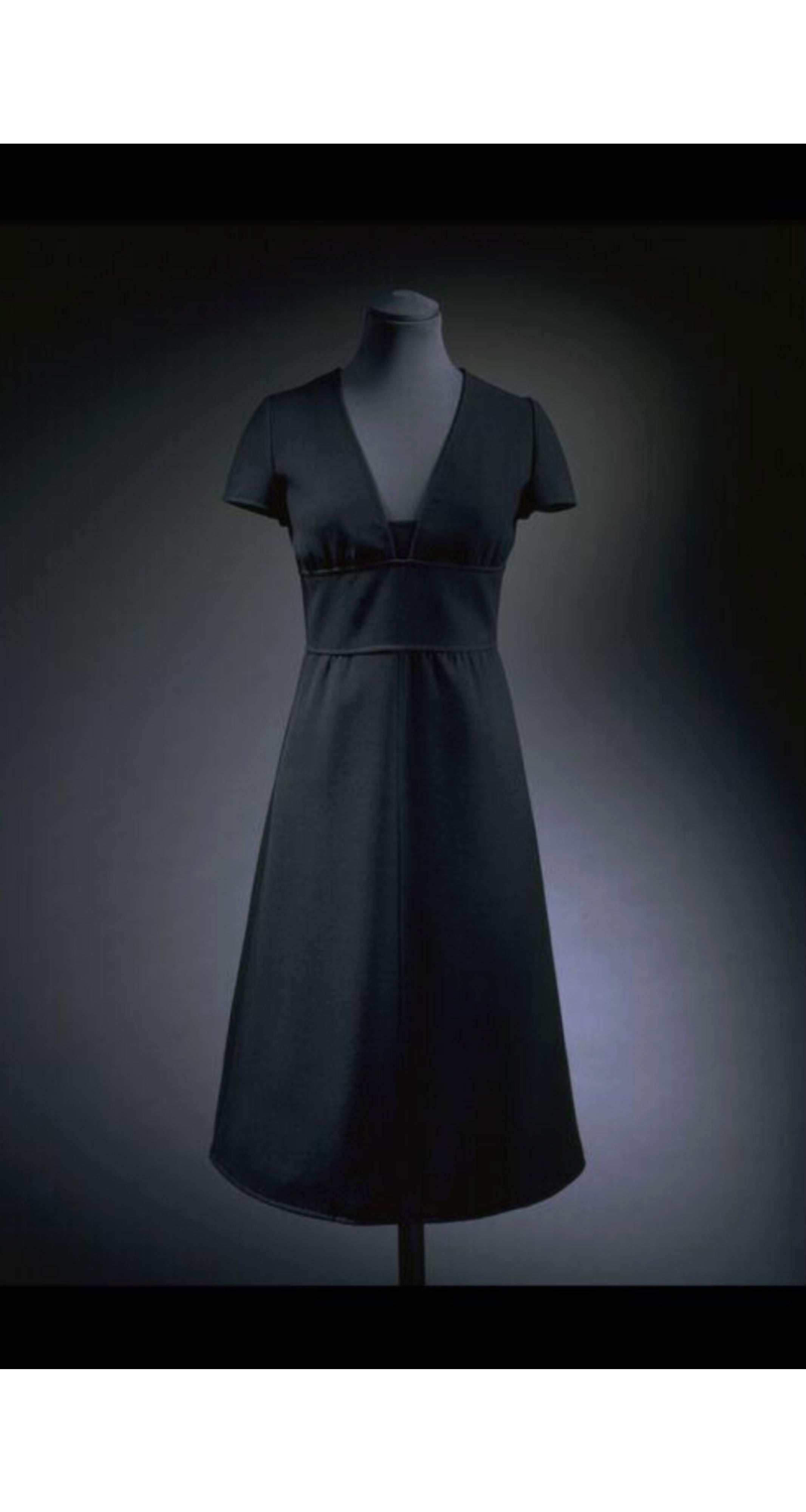 1972 Cream Wool Deep V-Neck Mini Dress