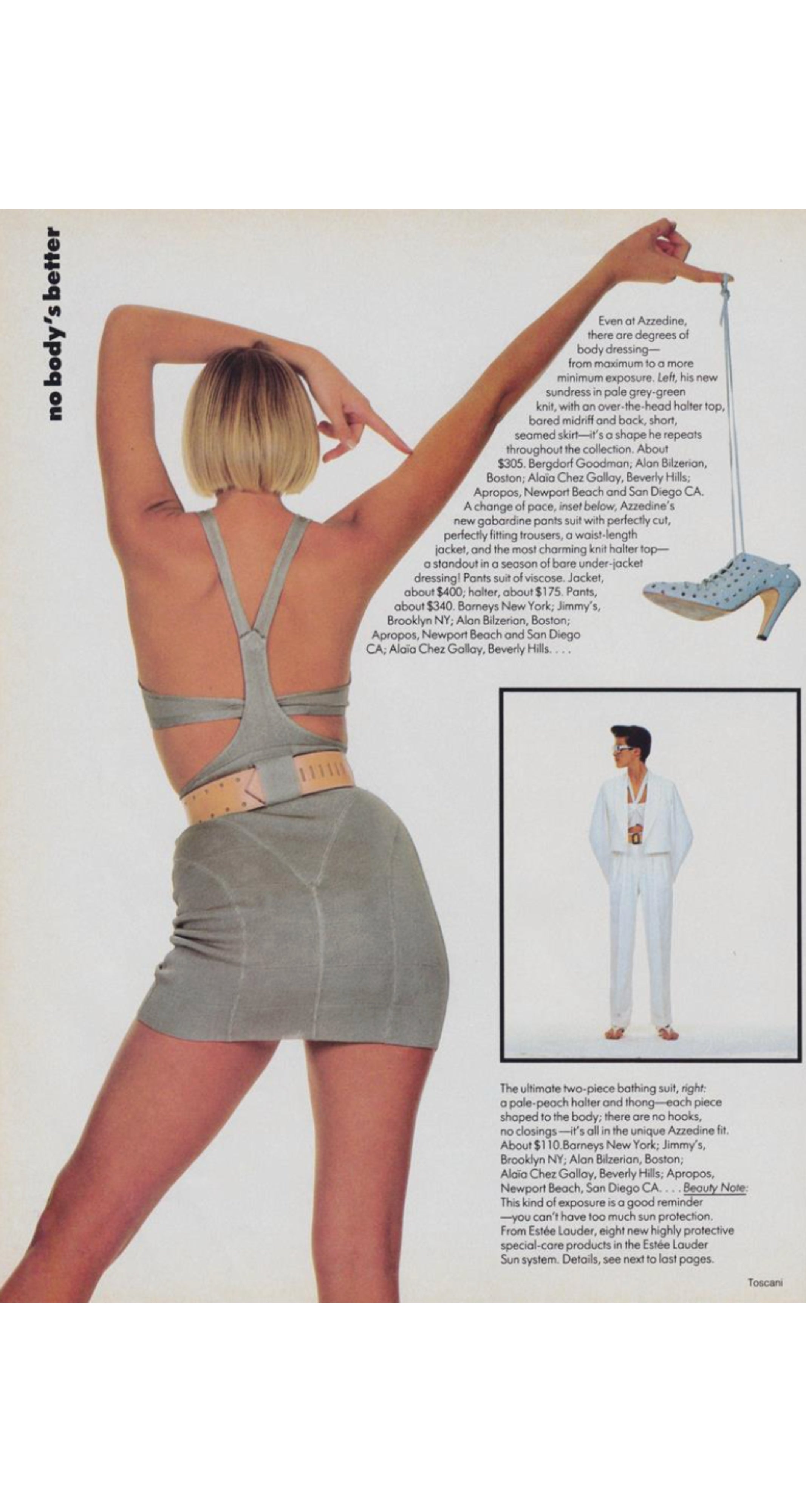 1985 S/S Beige Cotton Knit Bodycon Pencil Skirt