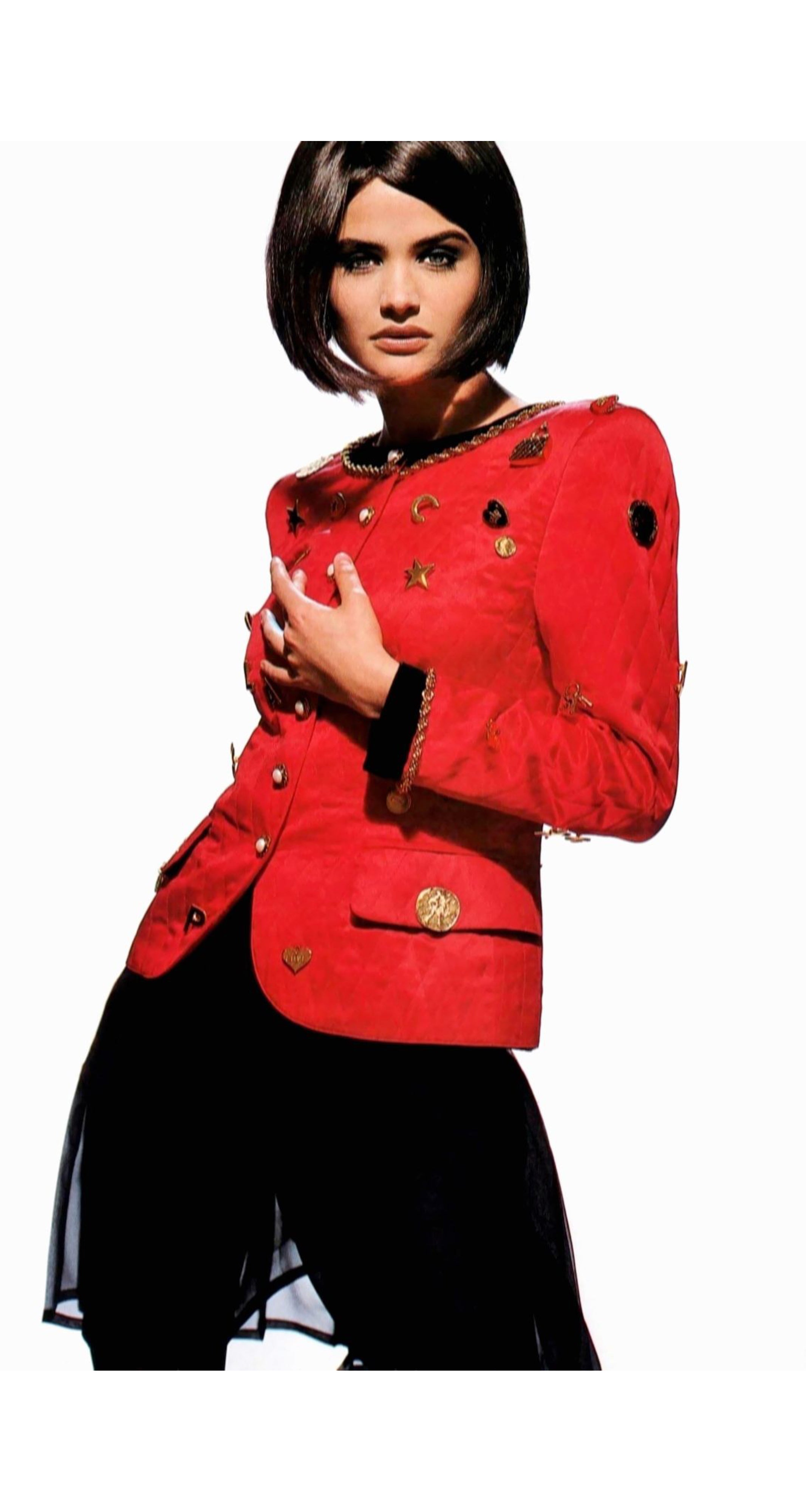 1990 F/W Black & Gold Charm Quilted Pencil Skirt