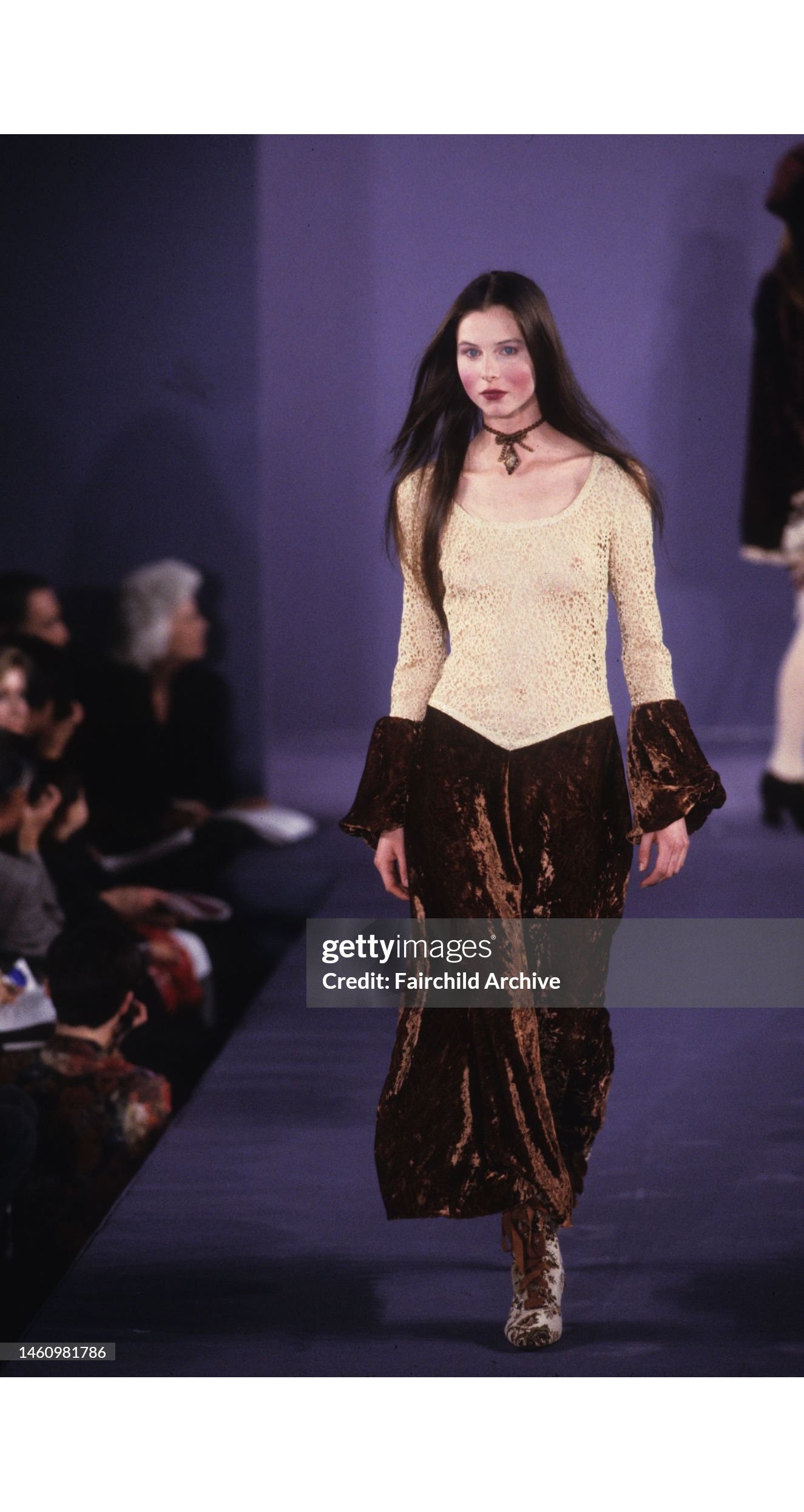 1993-94 F/W Lace & Rayon Velvet Bishop Sleeve Dress