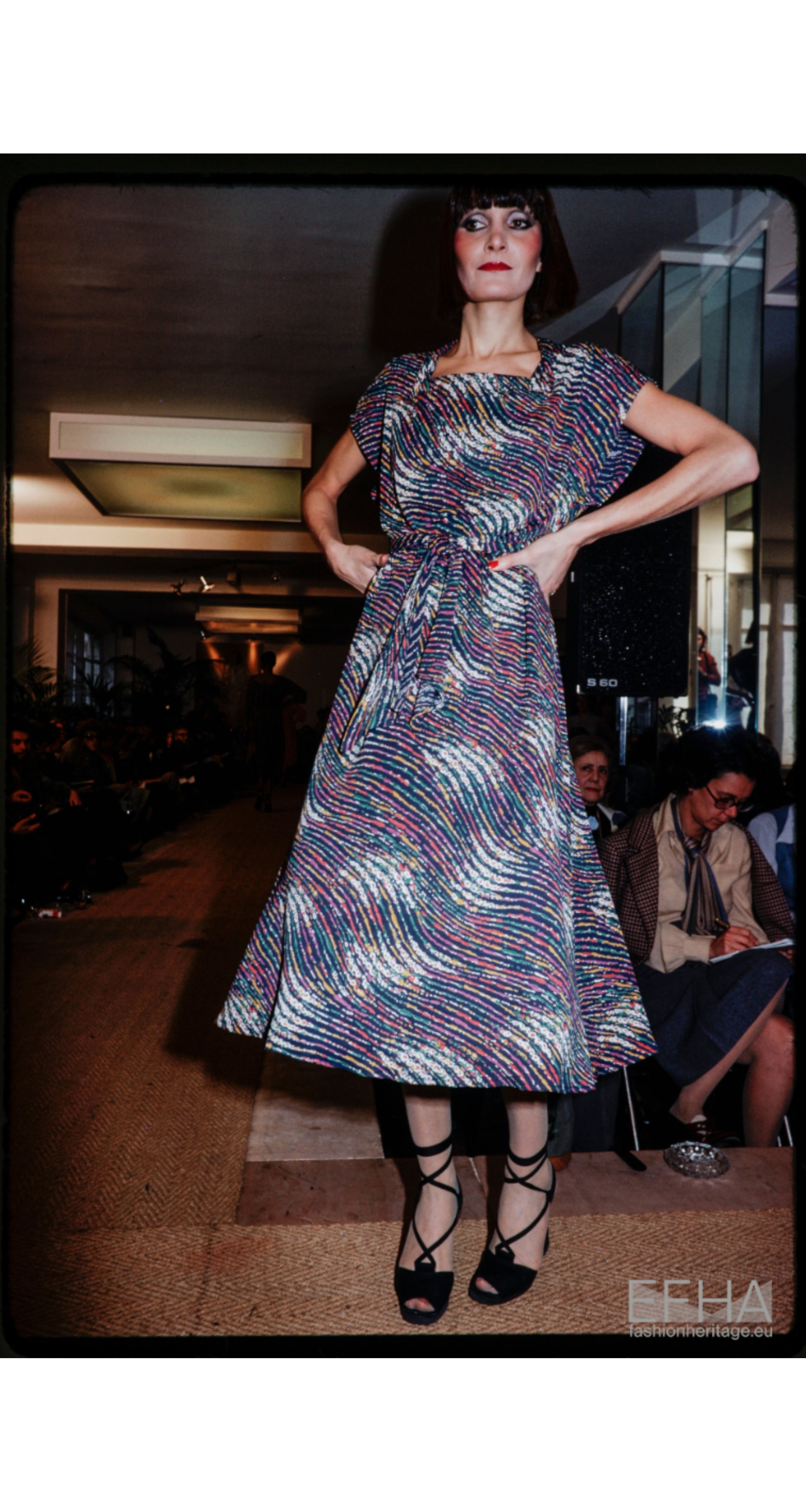 1976 S/S Abstract Print Viscose Jersey Wrap Dress & Sash
